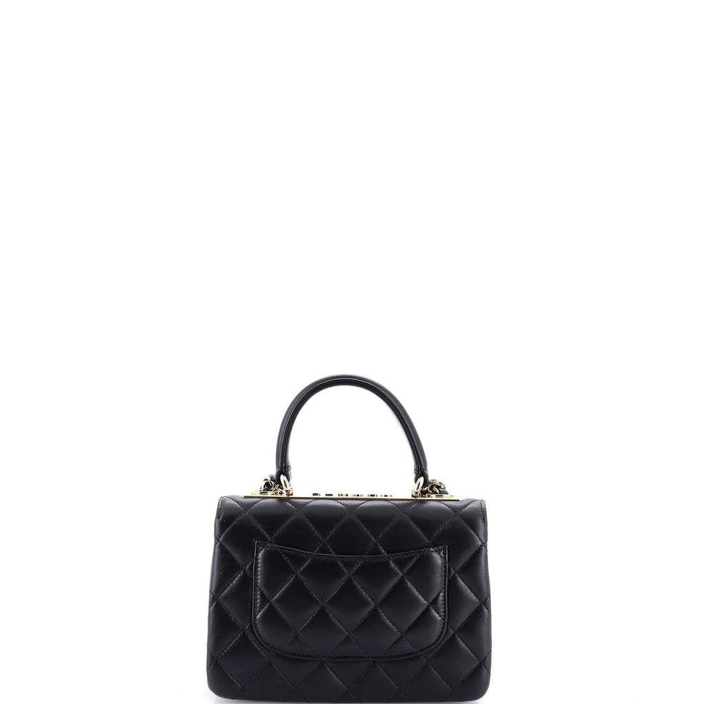 Trendy Crystal CC Top Handle Bag Quilted Lambskin Mini