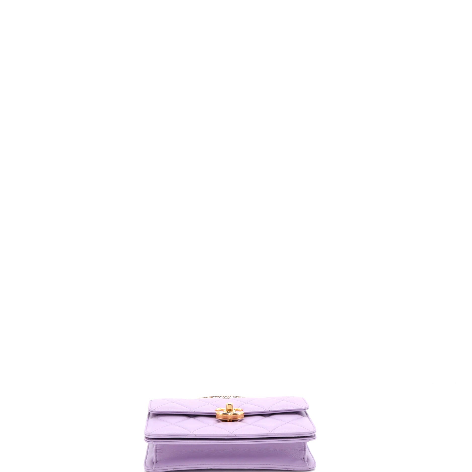 Logo Chain Top Handle Flap Bag Quilted Lambskin Small