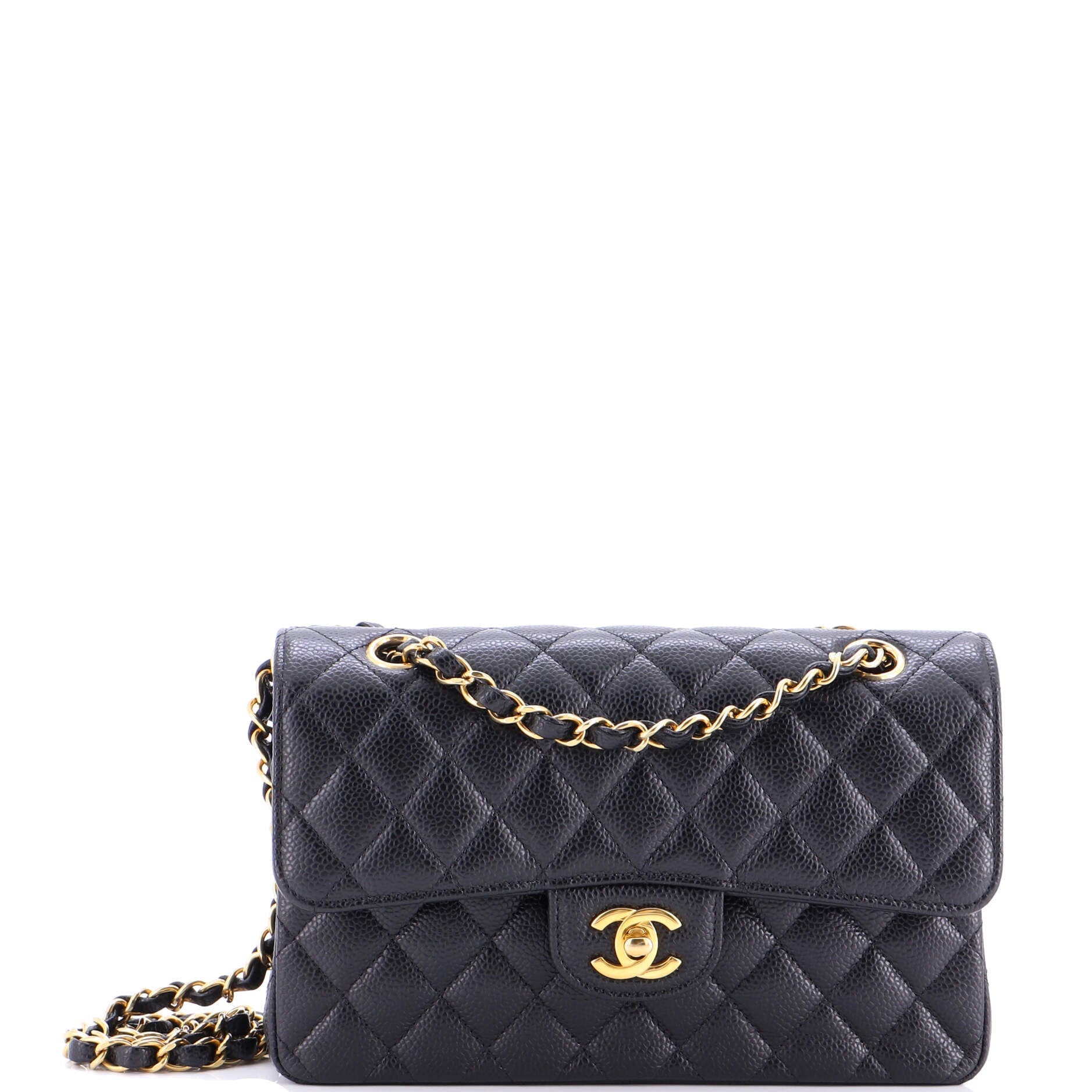 Classic Double Flap Bag Quilted Caviar Small