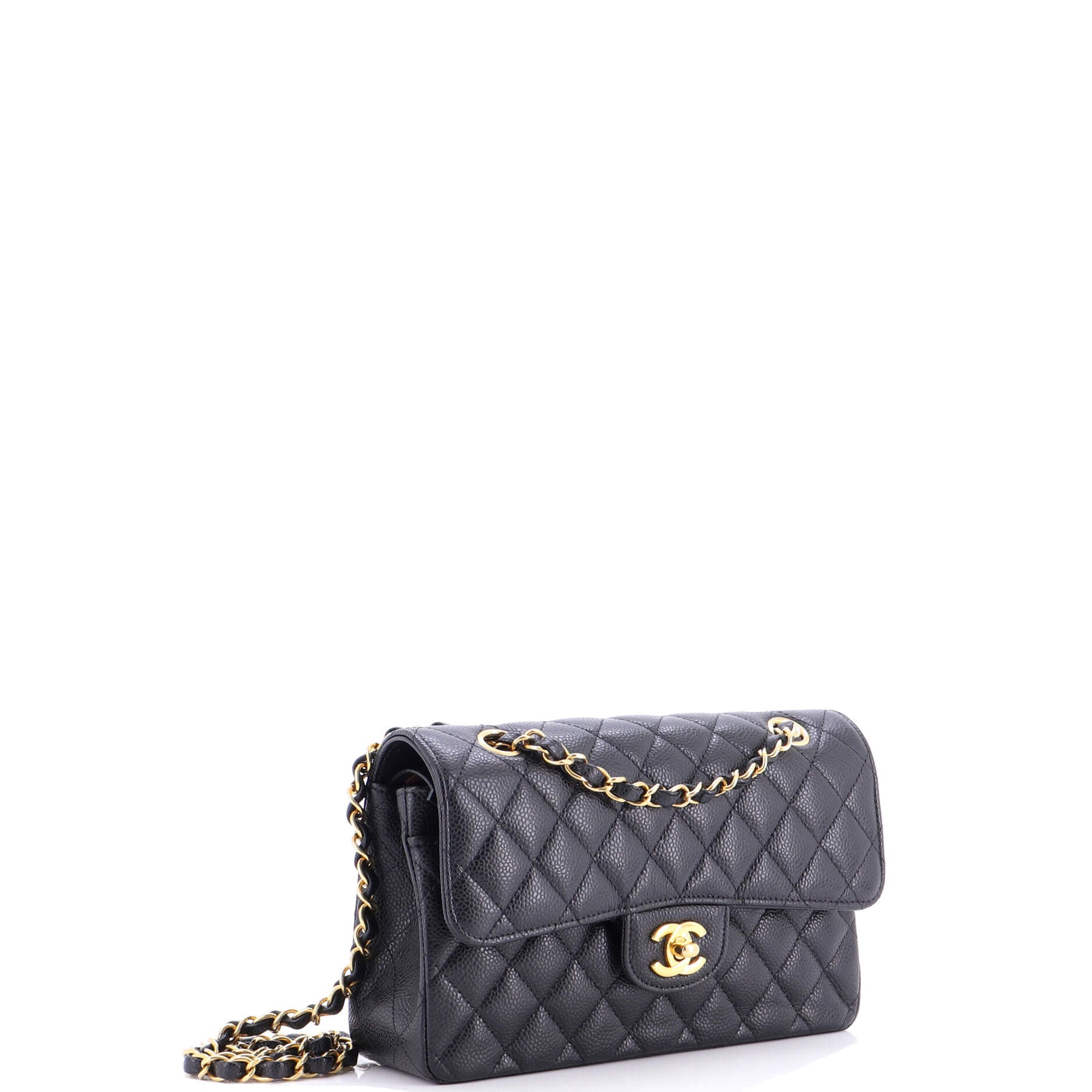 Classic Double Flap Bag Quilted Caviar Small