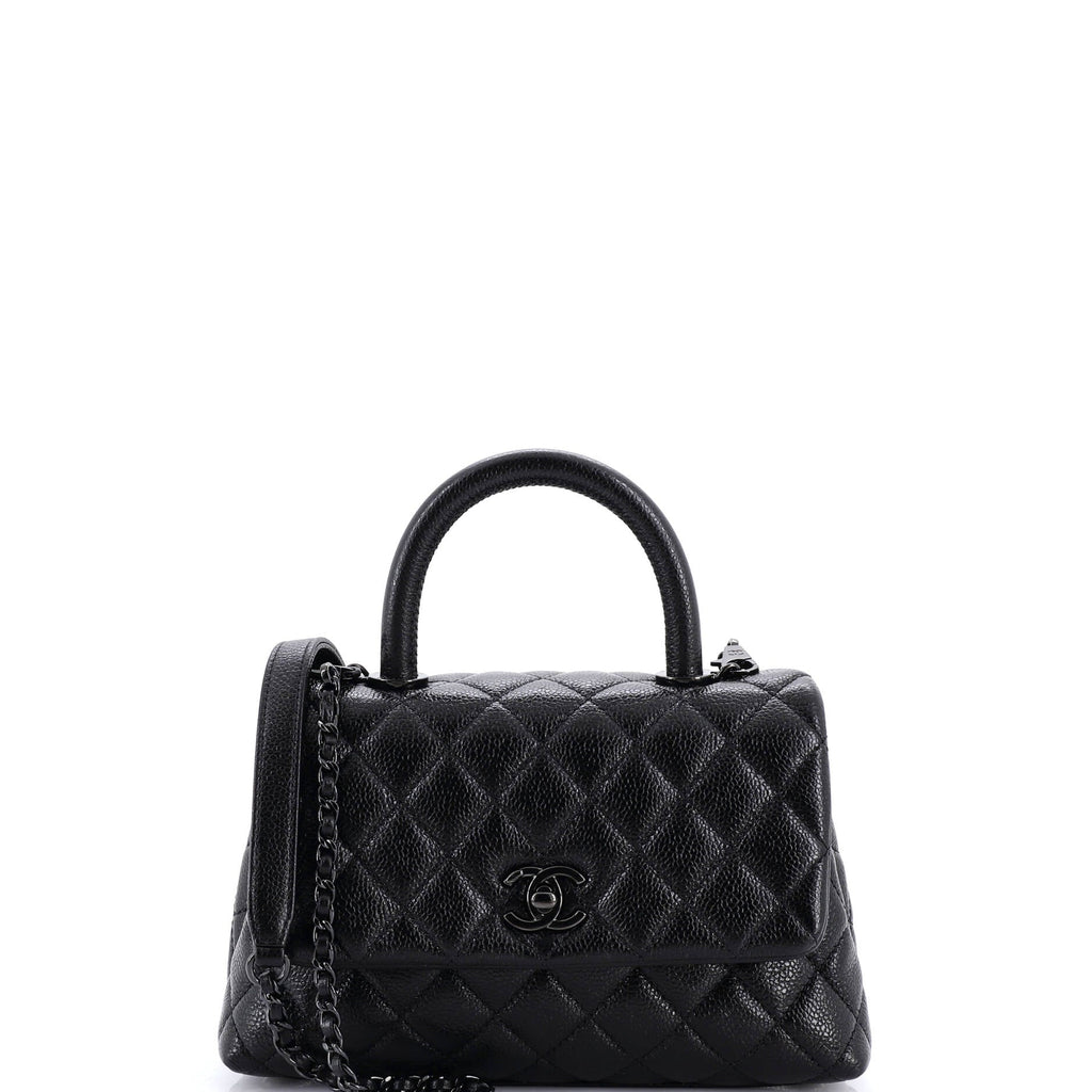 So Black Coco Top Handle Bag Quilted Caviar Mini