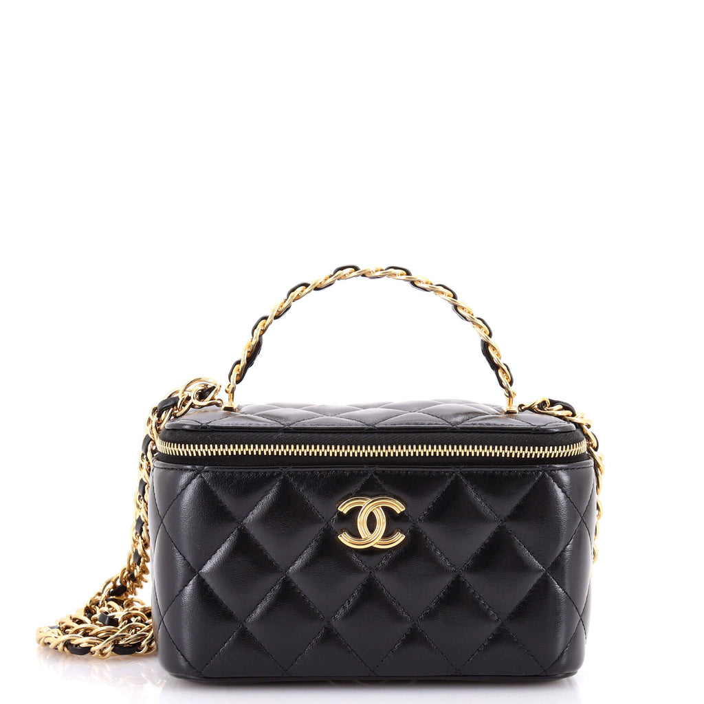 Golden Links Vanity Case with Chain Quilted Lambskin Small