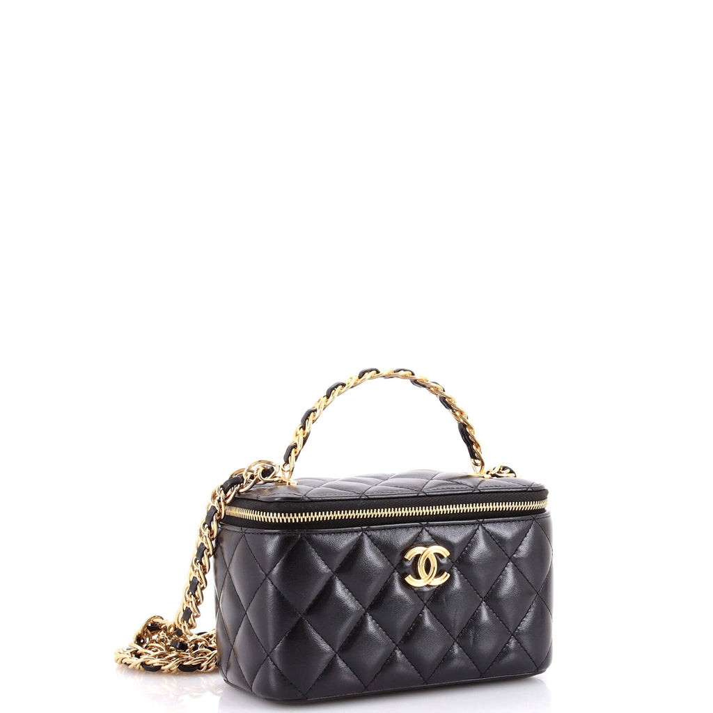 Golden Links Vanity Case with Chain Quilted Lambskin Small