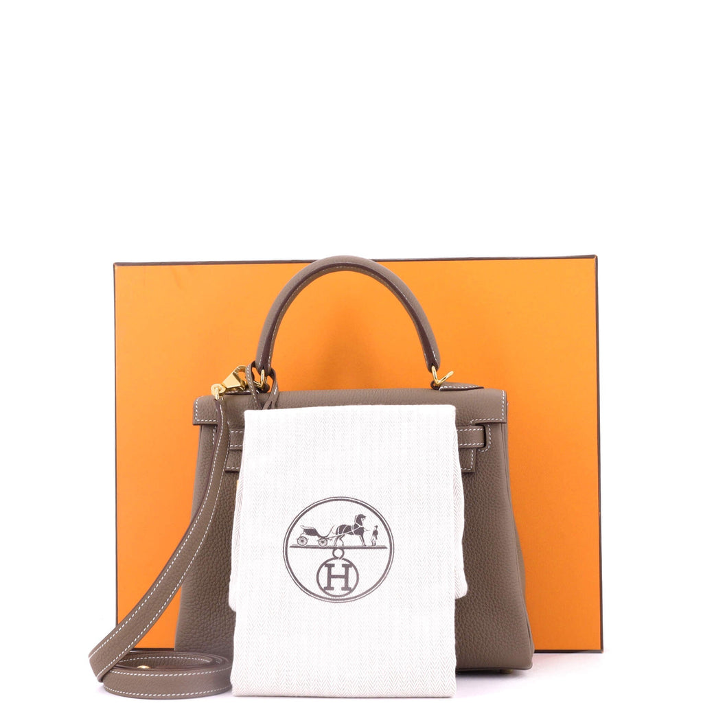 Kelly Handbag Grey Togo with Gold Hardware 25