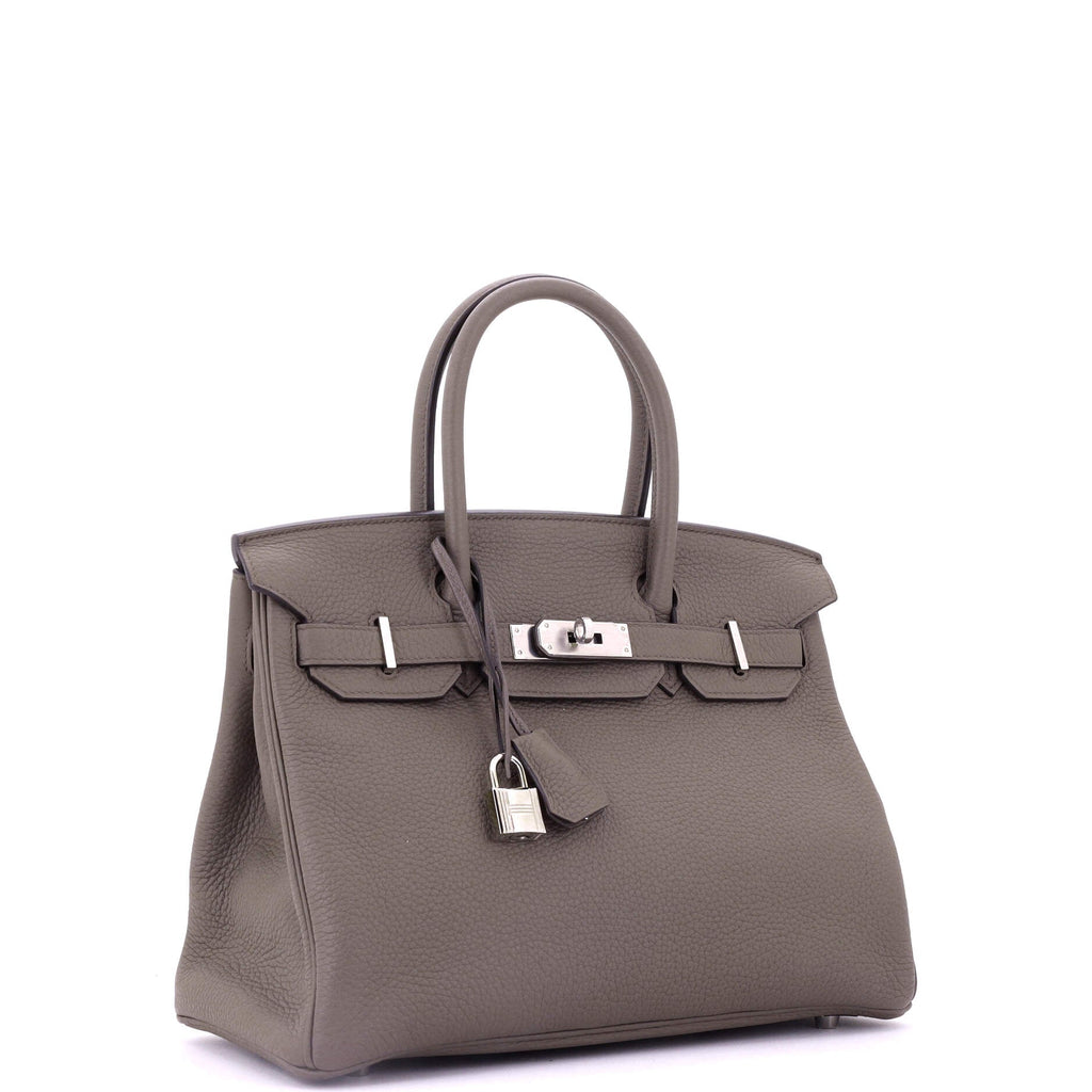 Birkin Handbag Grey Clemence with Palladium Hardware 30