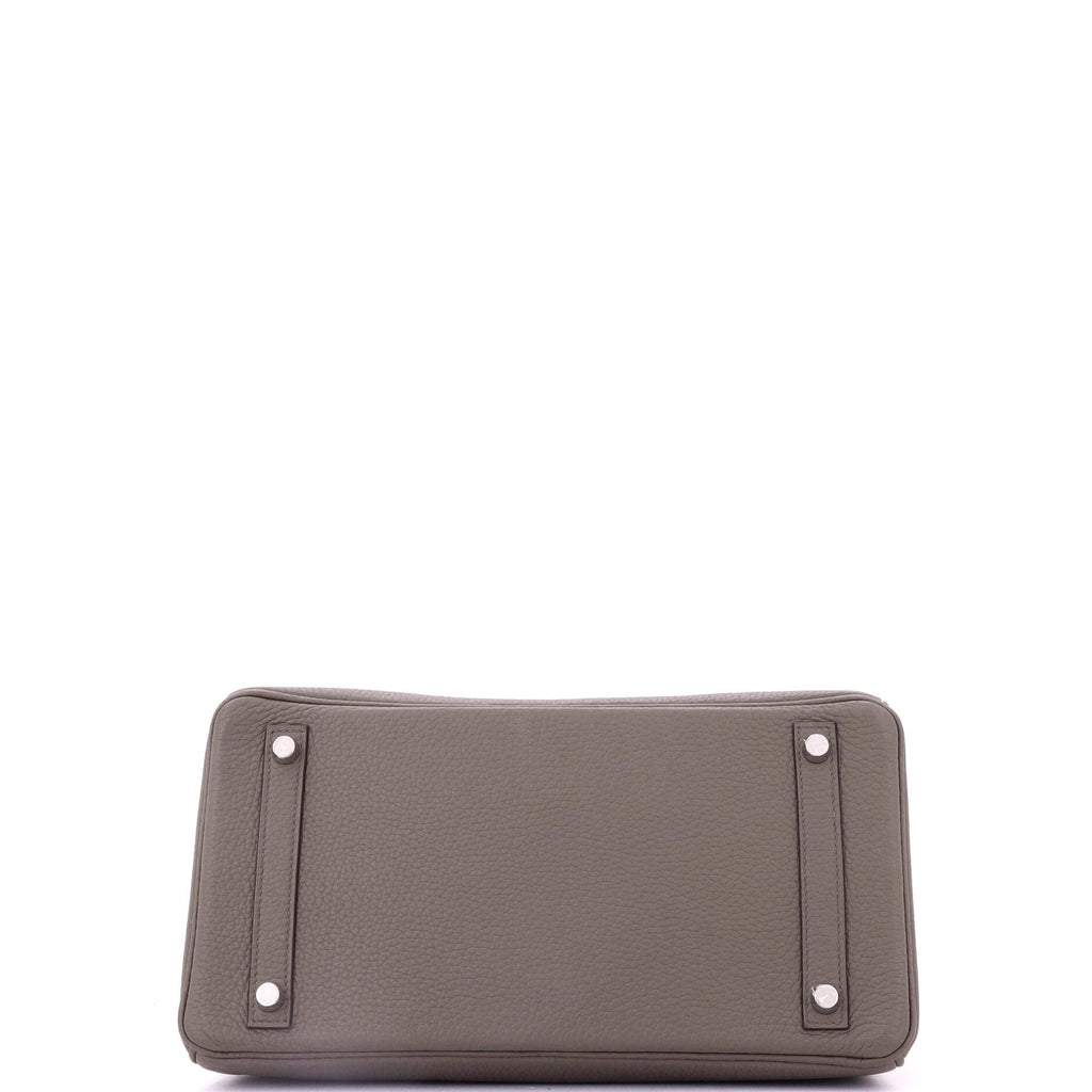Birkin Handbag Grey Clemence with Palladium Hardware 30
