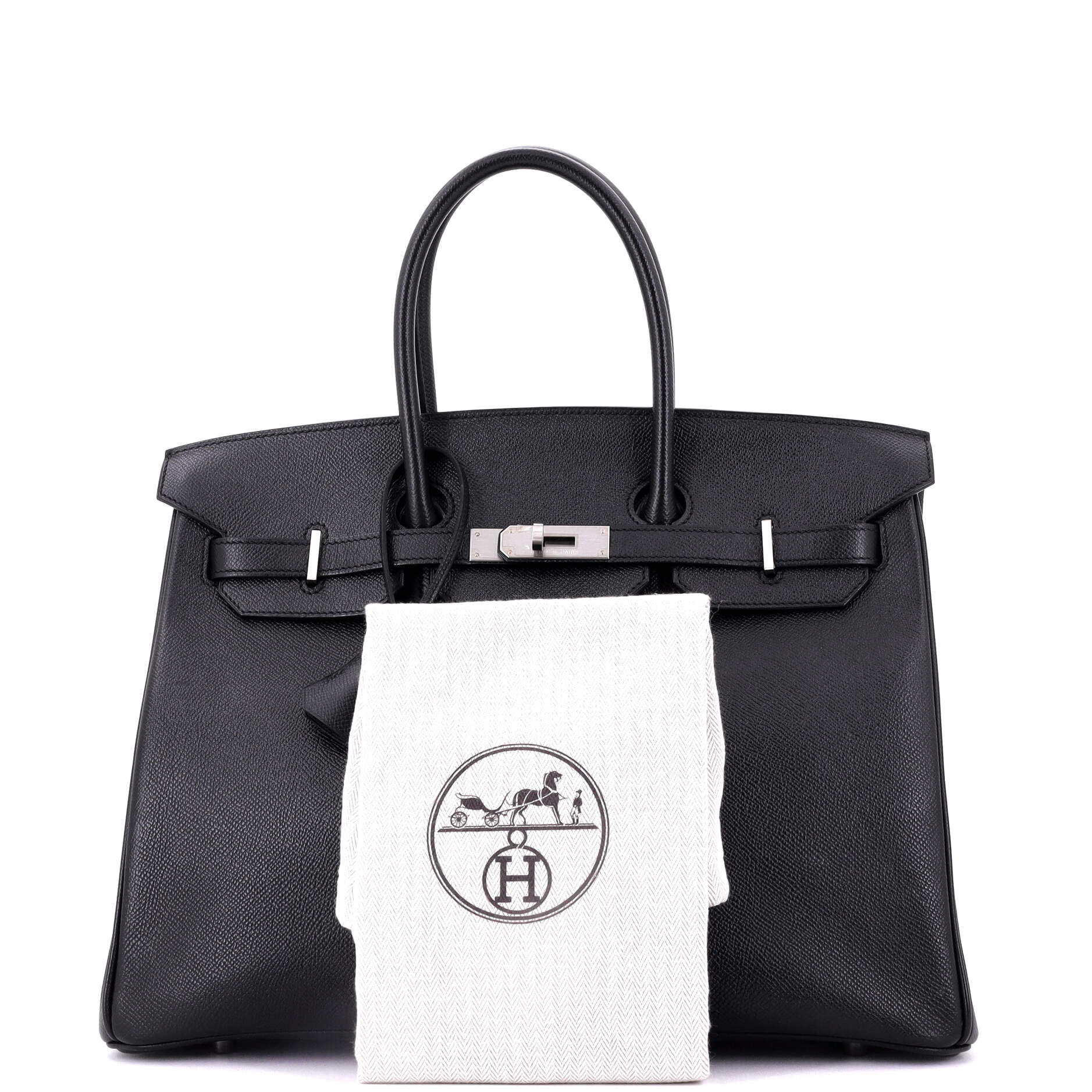 Birkin Handbag Noir Epsom with Brushed Palladium Hardware 35