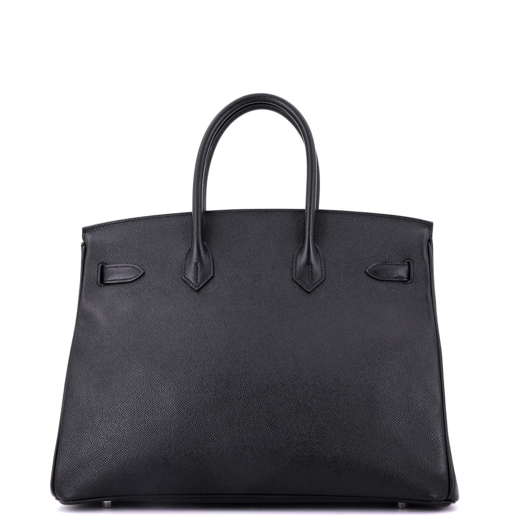 Birkin Handbag Noir Epsom with Brushed Palladium Hardware 35