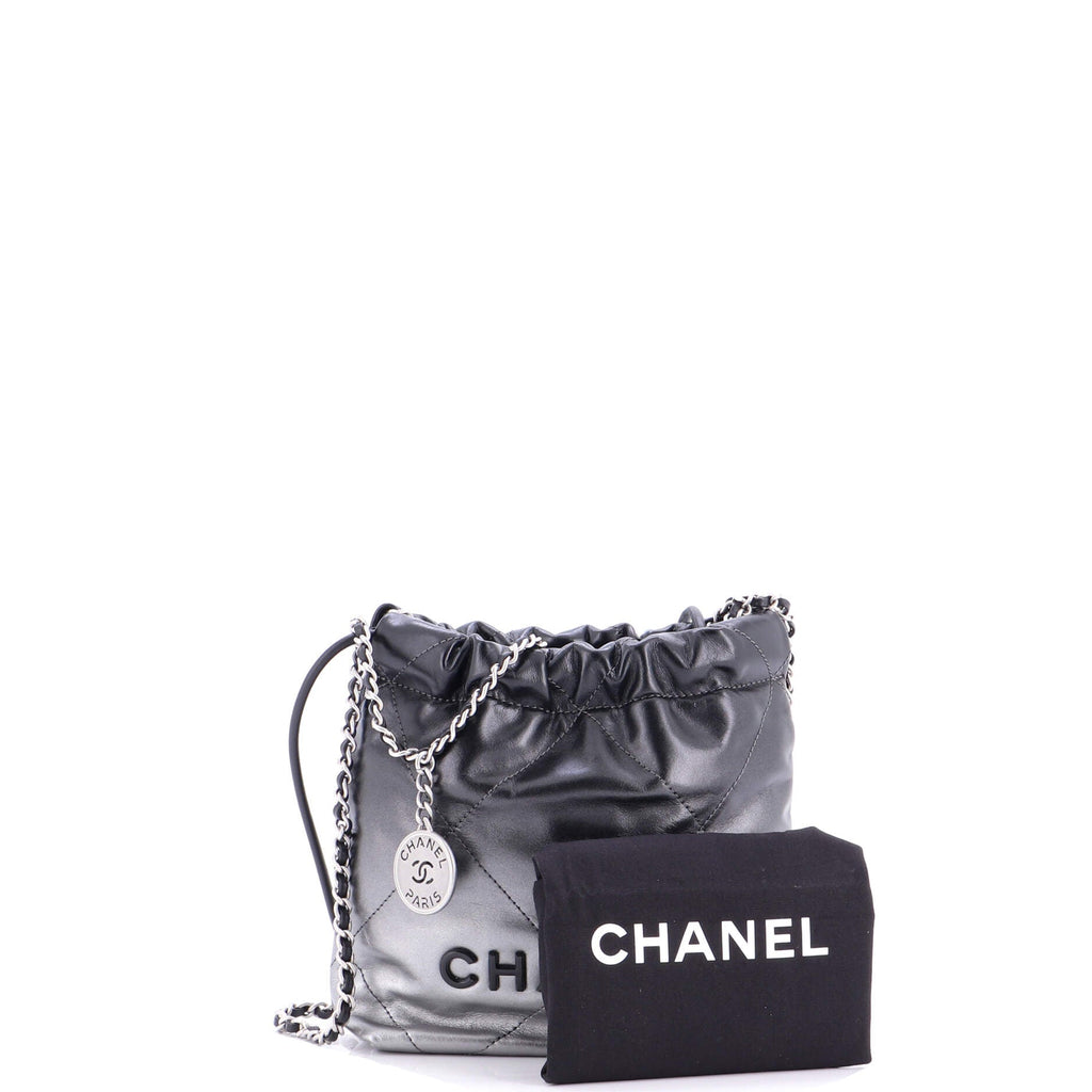 22 Chain Hobo Quilted Metallic Degrade Calfskin Mini