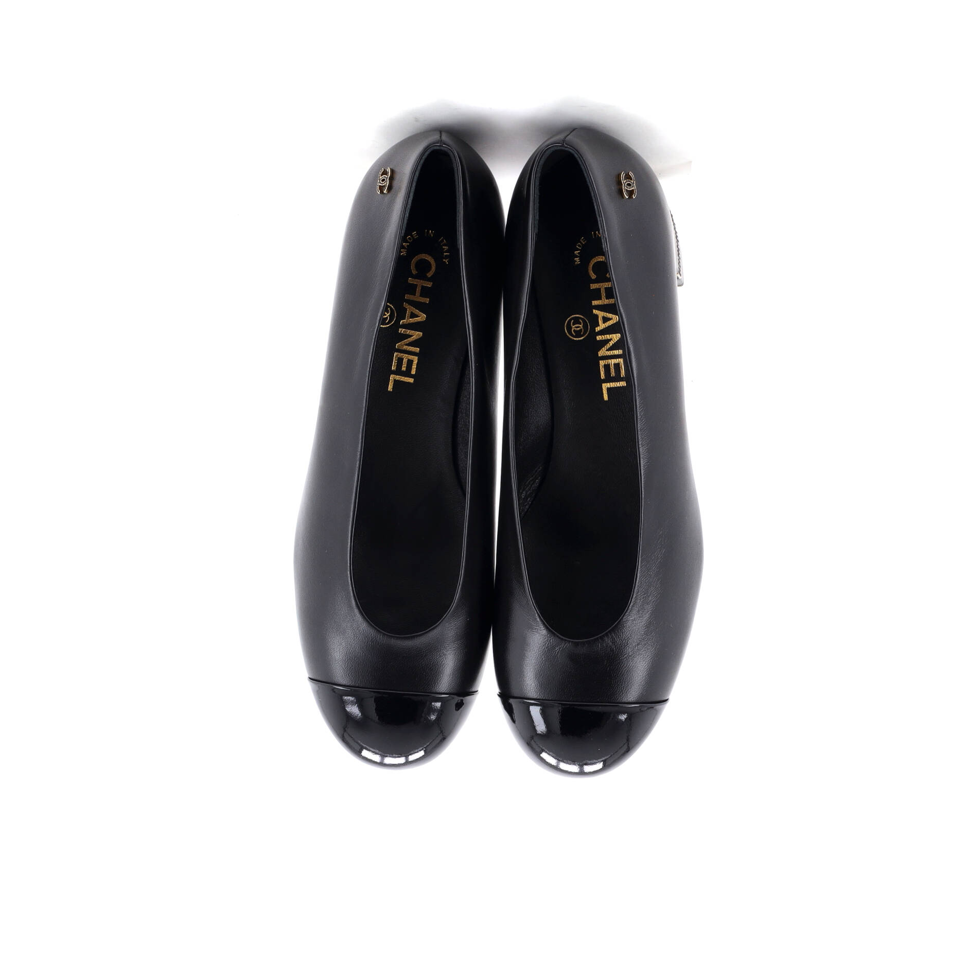 Women's CC Cap Toe Pumps Leather and Patent with Crystals