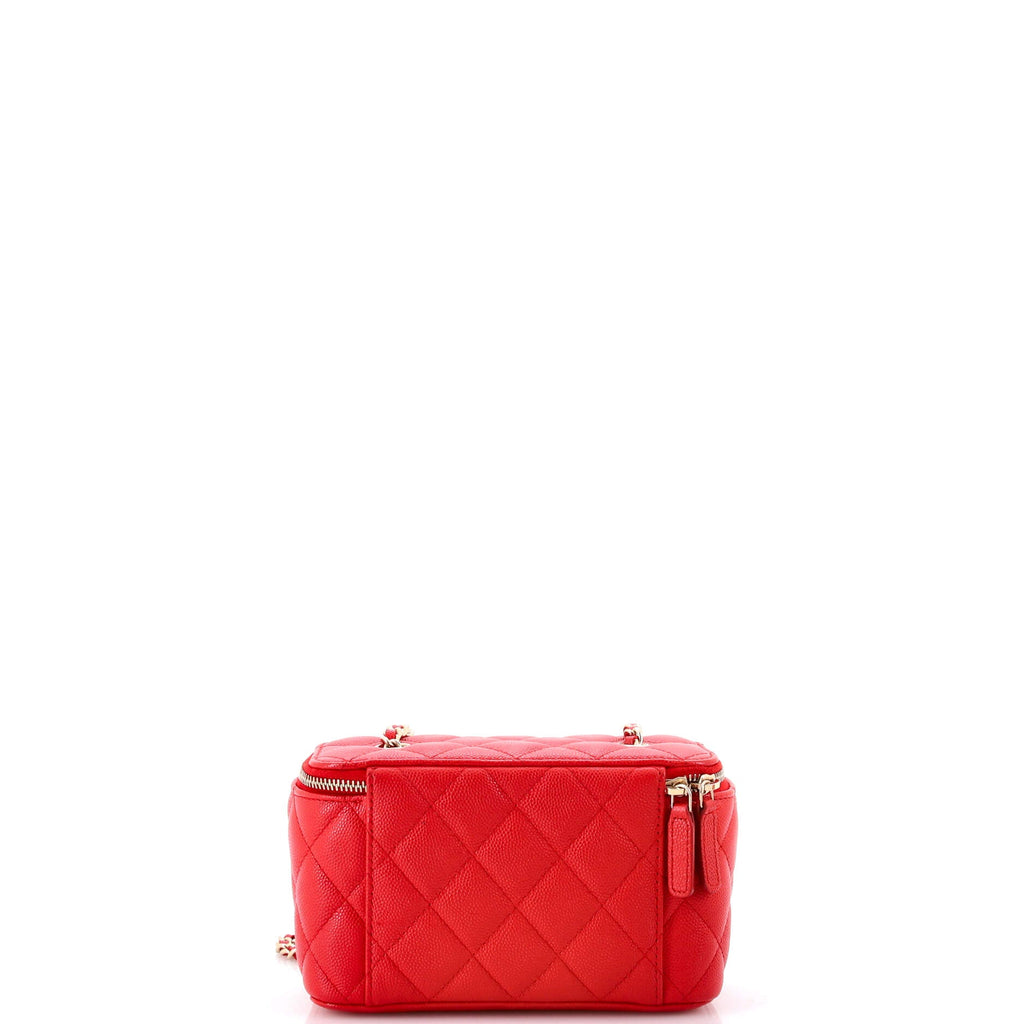 Classic Vanity Case with Chain Quilted Caviar Small