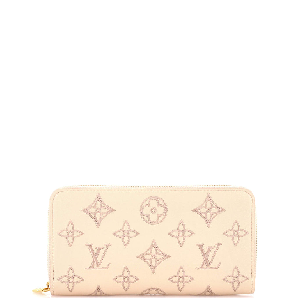 Zippy Wallet Monogram Broderie Anglaise Embroidered Leather