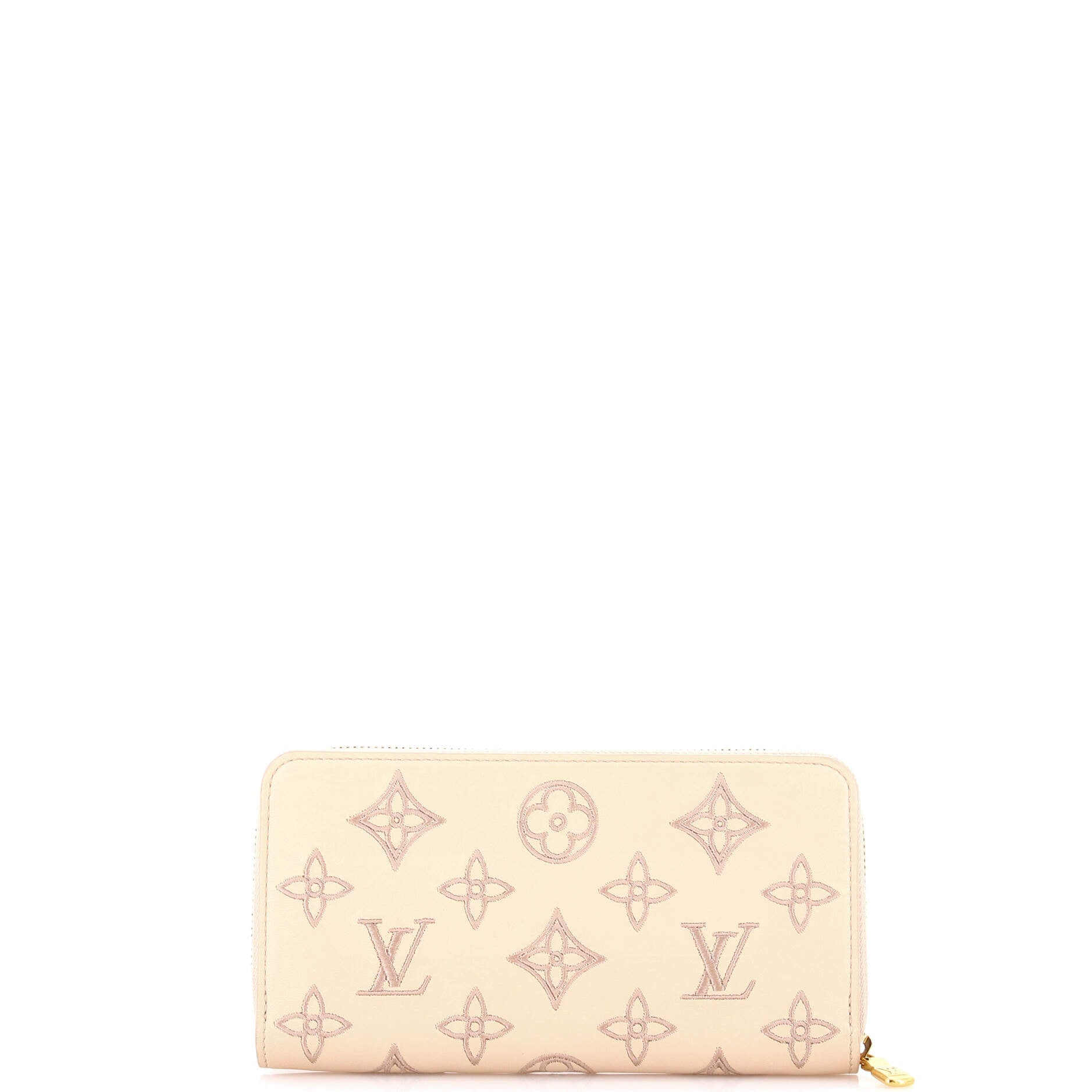 Zippy Wallet Monogram Broderie Anglaise Embroidered Leather