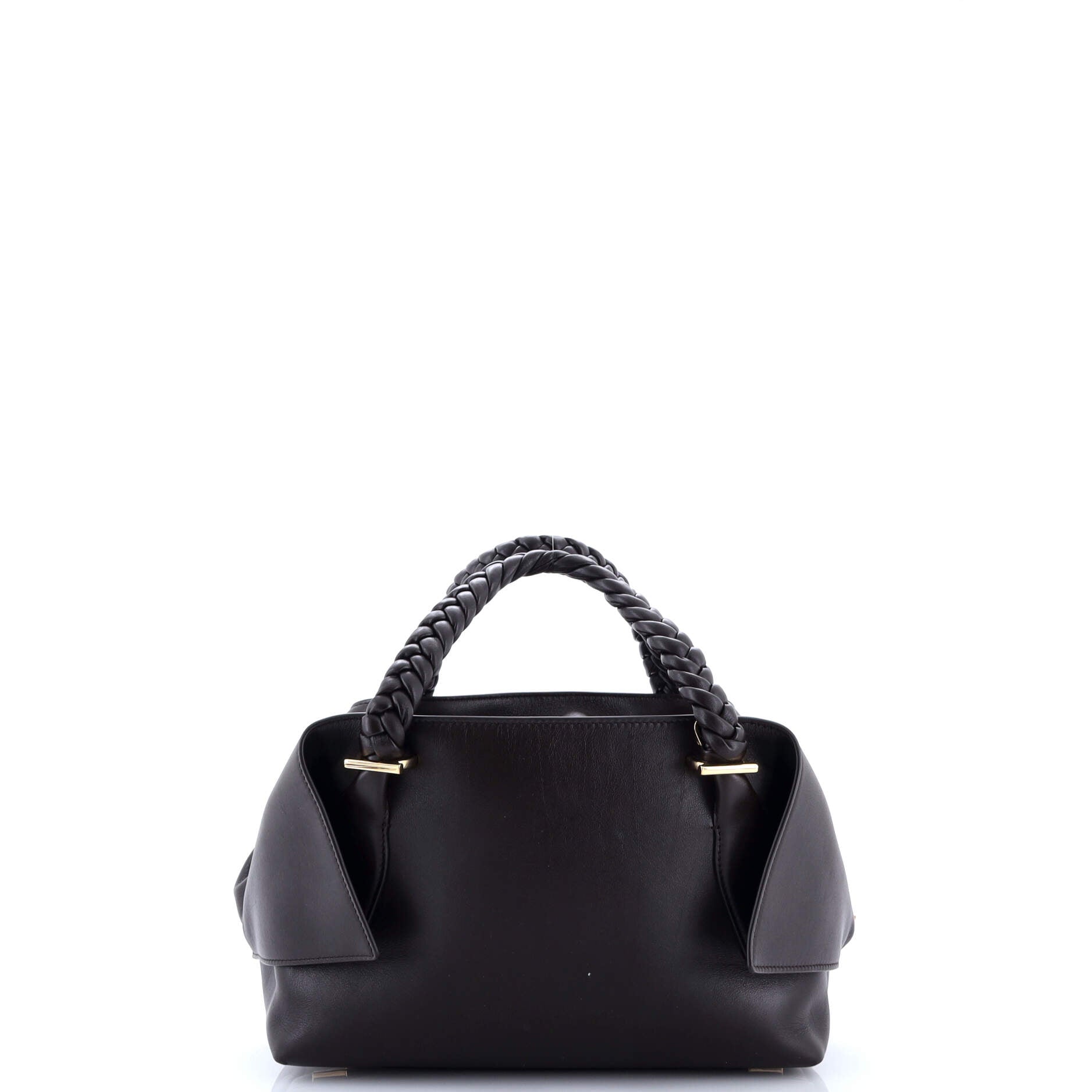 Braided Top Handle Fold Bag Leather Medium