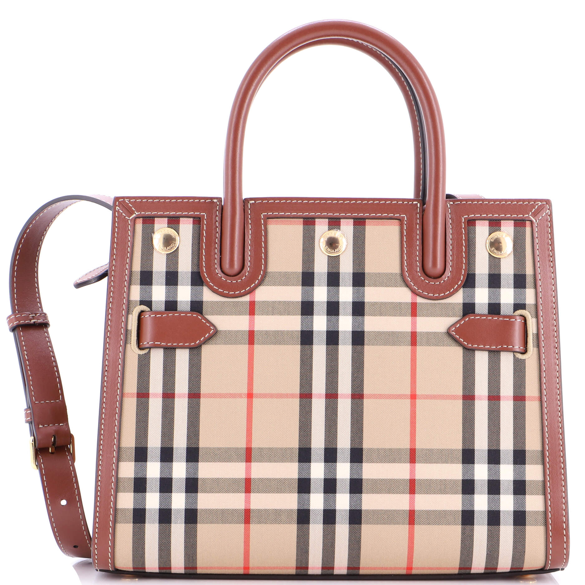 Title Two Handle Tote Vintage Check Canvas and Leather Mini
