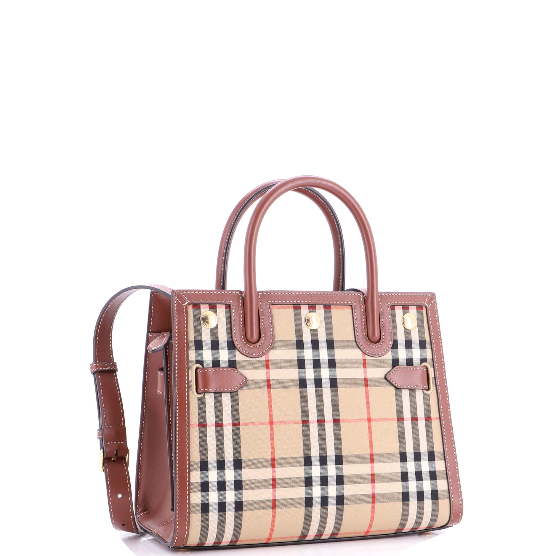 Title Two Handle Tote Vintage Check Canvas and Leather Mini