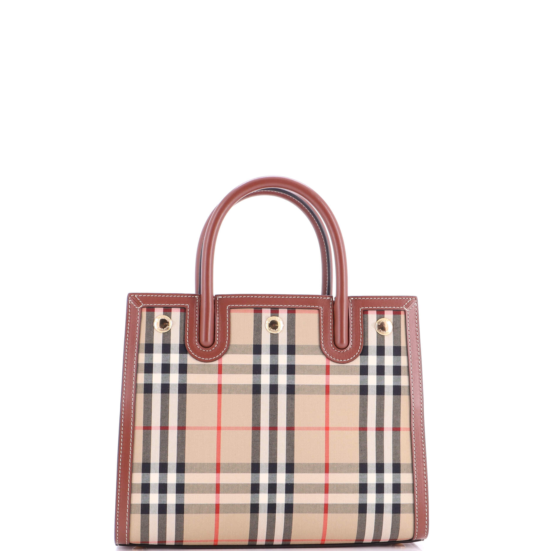 Title Two Handle Tote Vintage Check Canvas and Leather Mini