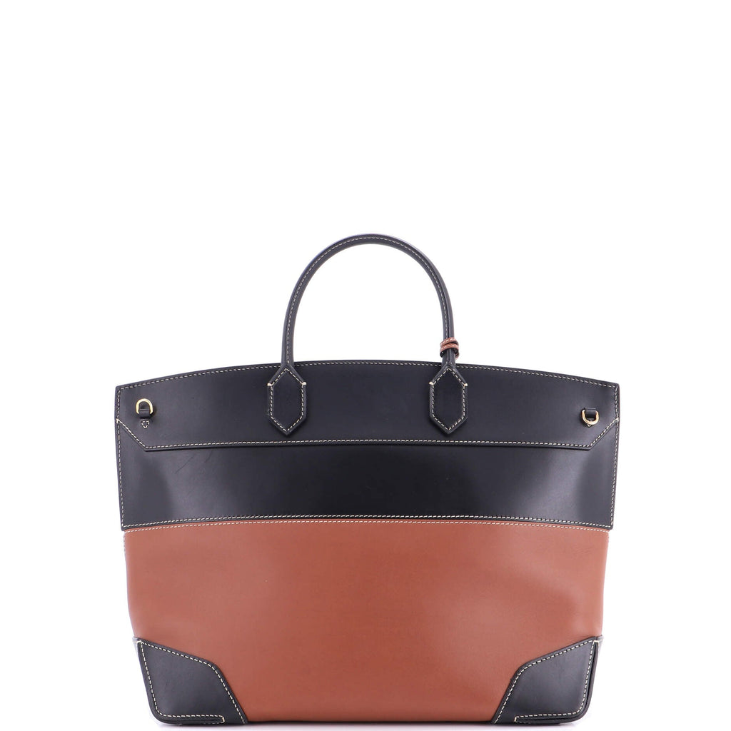 Belted Society Top Handle Bag Leather with Canvas Large
