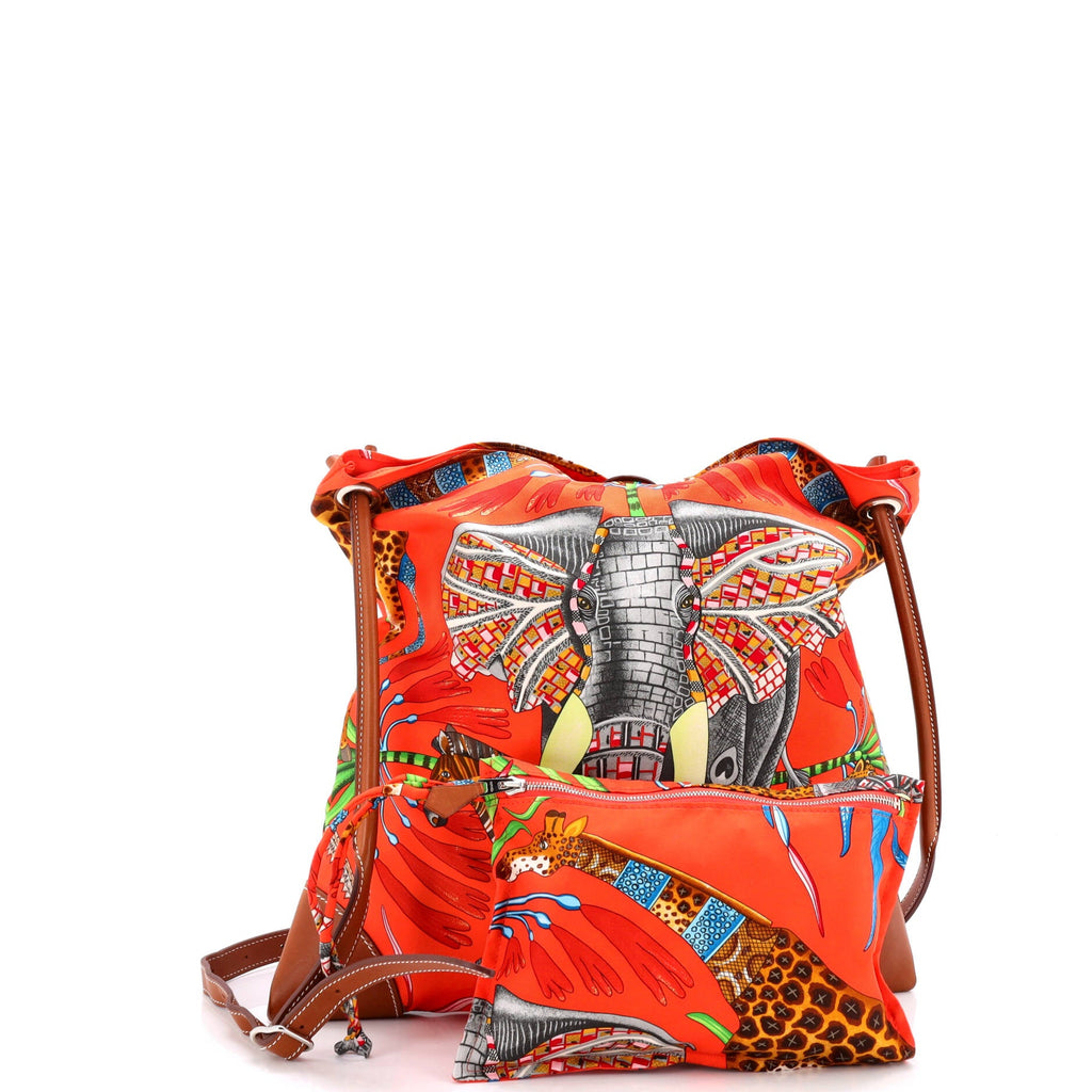 Silky City Bag Printed Silk and Leather PM