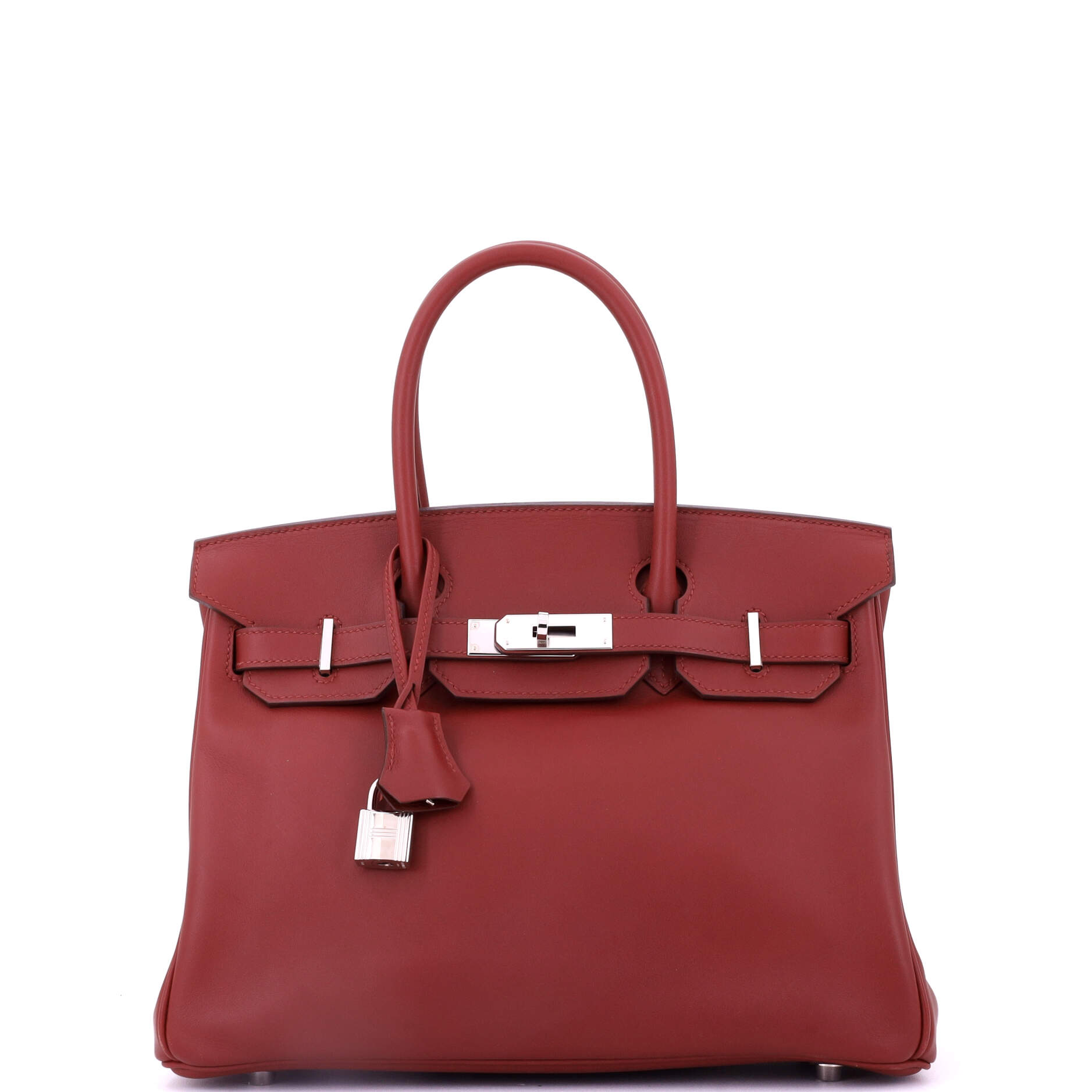 Birkin Handbag Rouge Vif Jonathan with Palladium Hardware 30