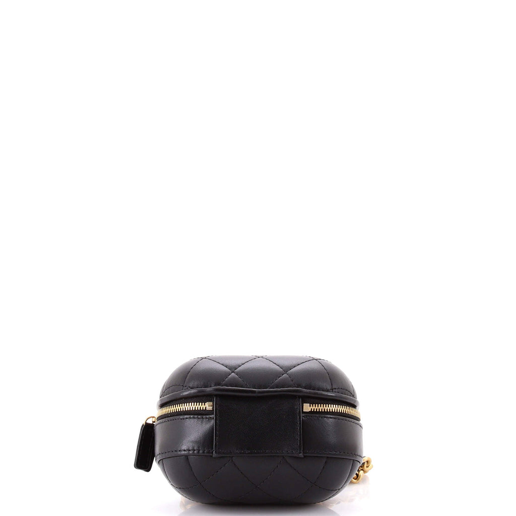 CC Bubble Top Handle Vanity Case with Chain Quilted Lambskin Mini