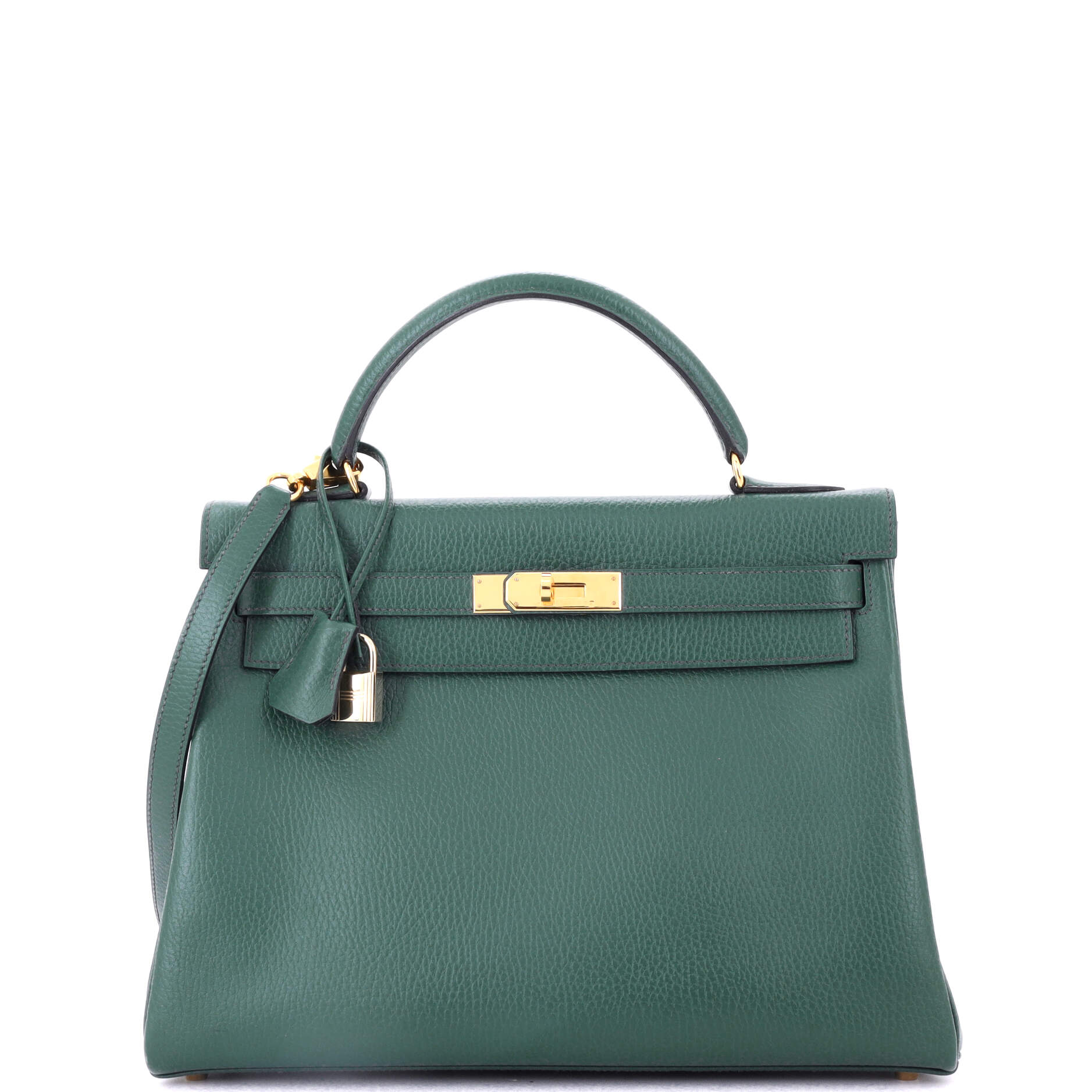 Kelly Handbag Vert Ardennes with Gold Hardware 32