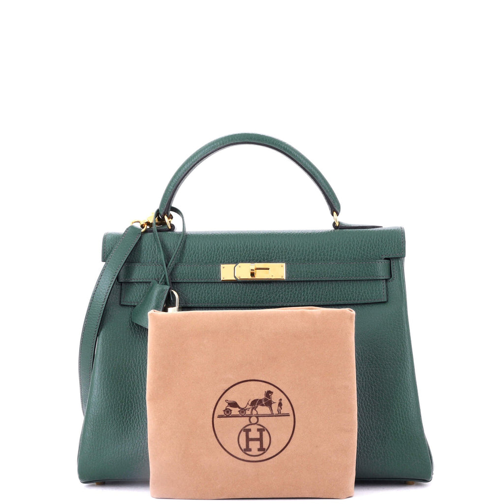 Kelly Handbag Vert Ardennes with Gold Hardware 32