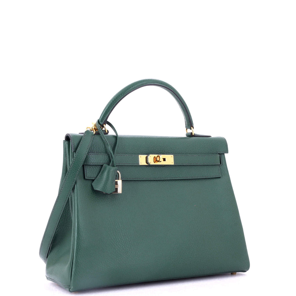 Kelly Handbag Vert Ardennes with Gold Hardware 32