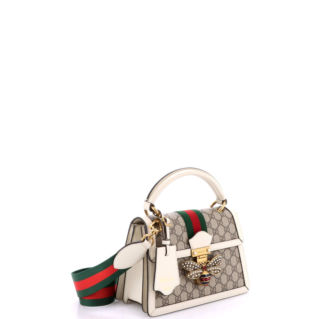 Queen Margaret Top Handle Bag GG Coated Canvas with Leather Small