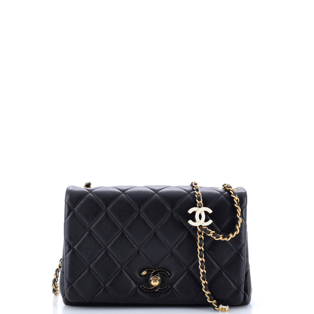Enamel Multi CC Chain Flap Bag Quilted Lambskin Small