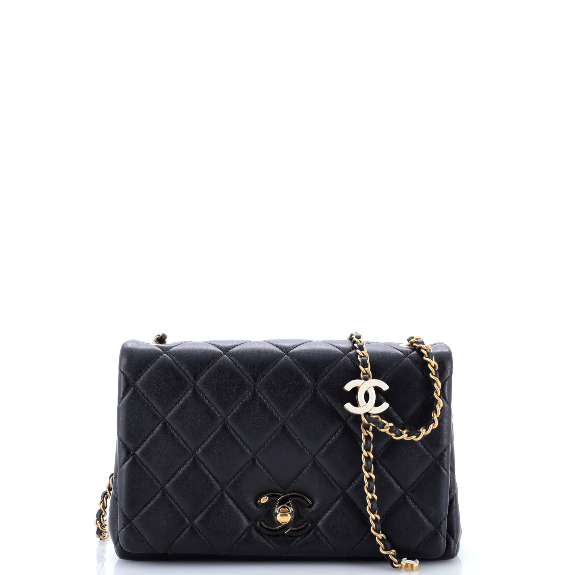 Enamel Multi CC Chain Flap Bag Quilted Lambskin Small