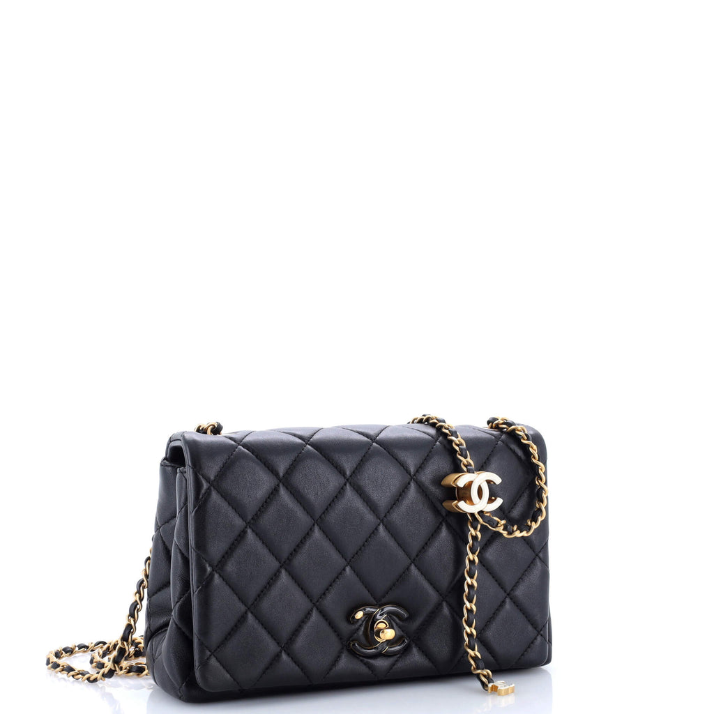 Enamel Multi CC Chain Flap Bag Quilted Lambskin Small