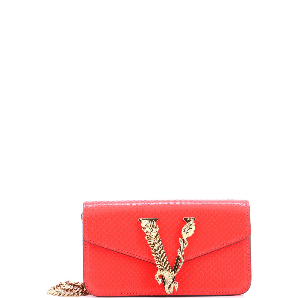 Virtus Clutch on Chain Lizard Embossed Leather