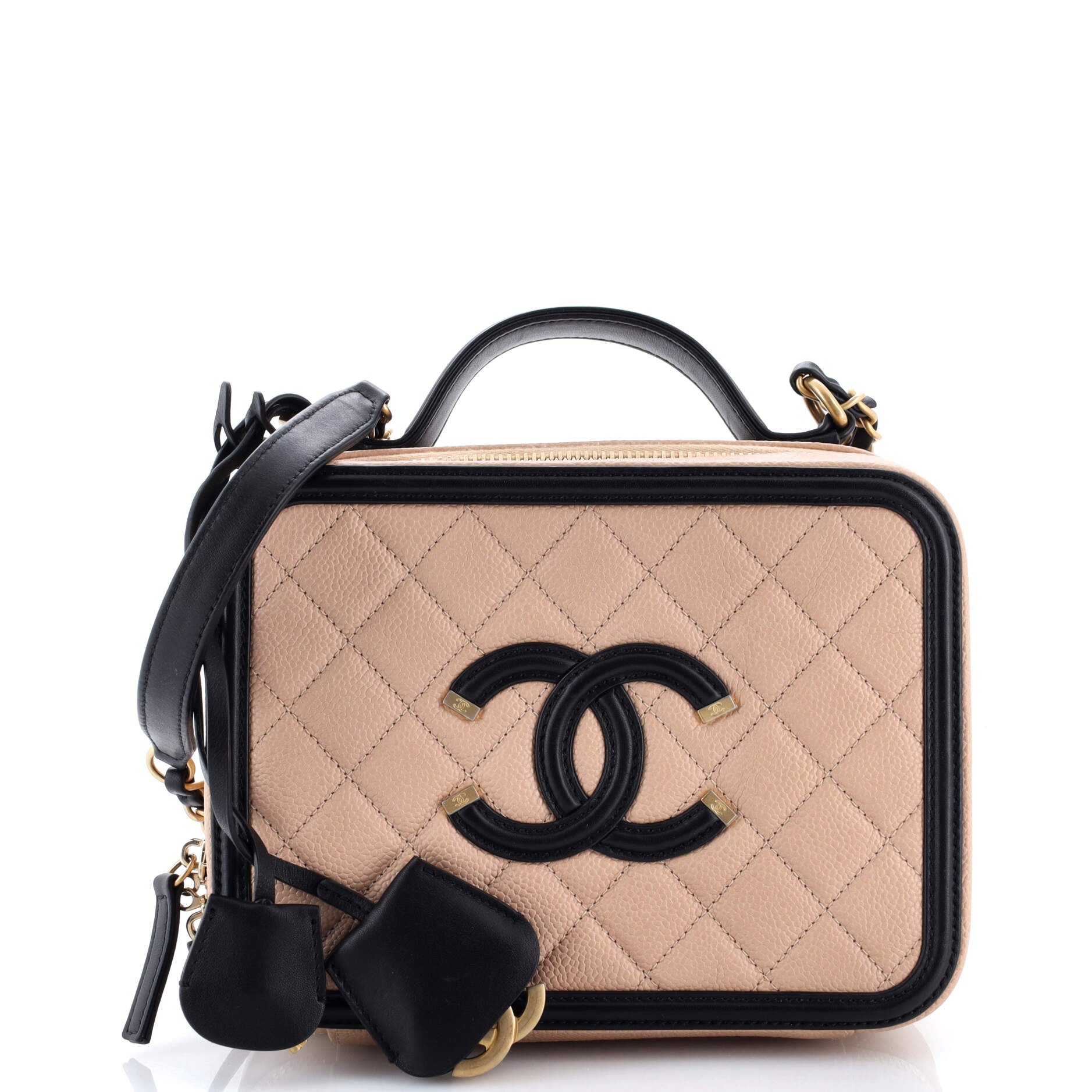 Filigree Vanity Case Quilted Caviar Medium