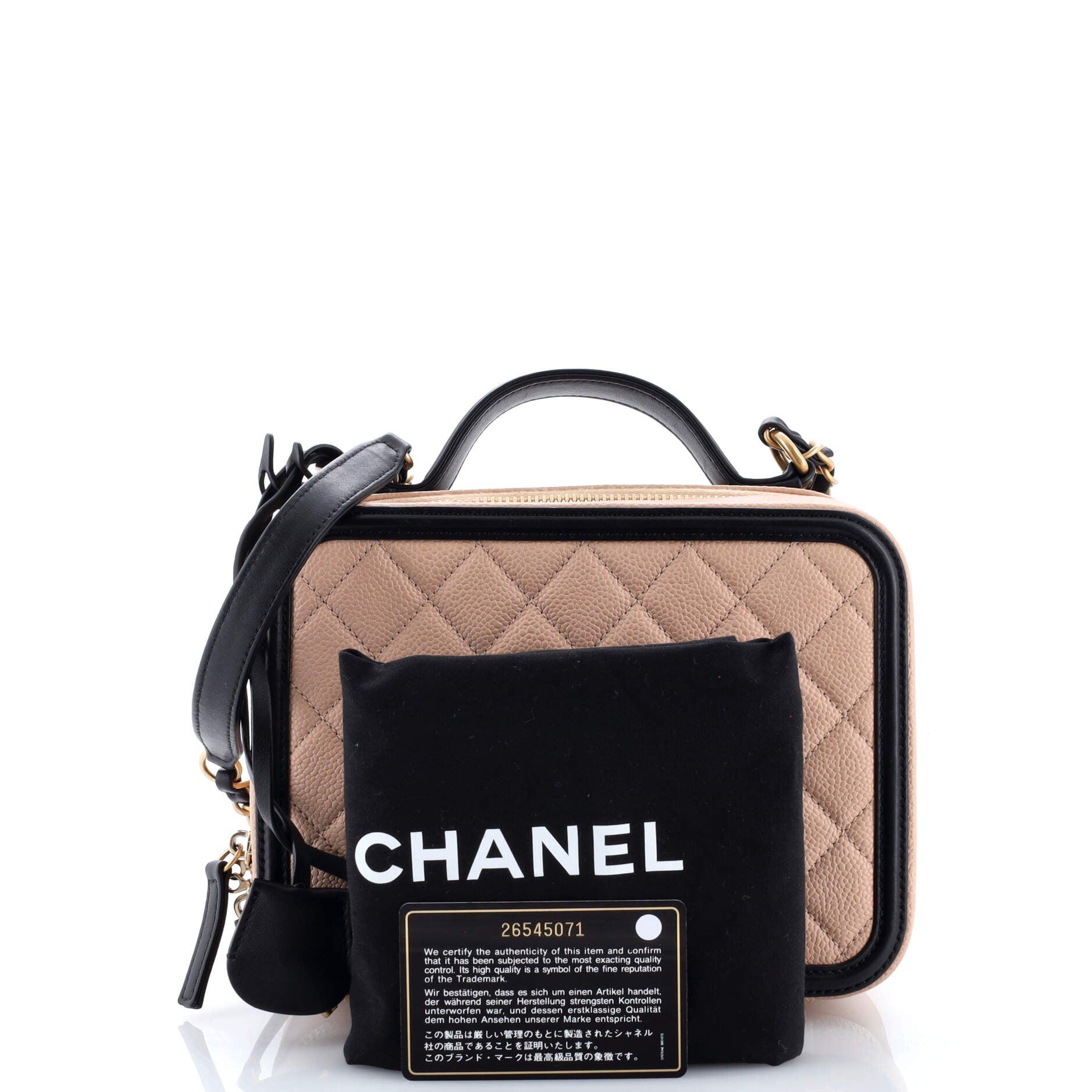 Filigree Vanity Case Quilted Caviar Medium