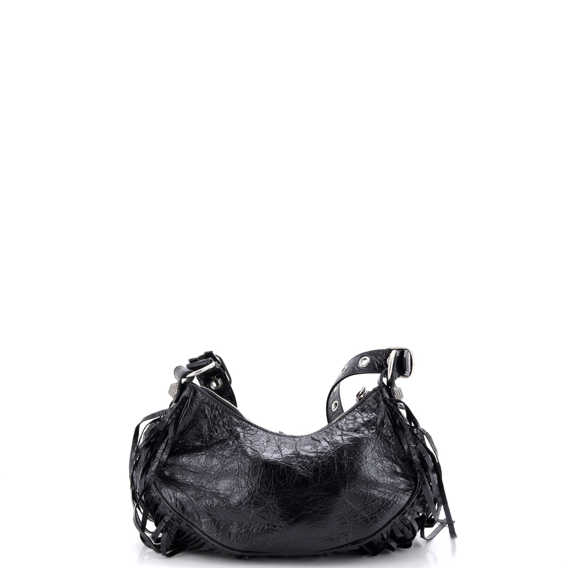 Le Cagole Giant Studs Fringe Shoulder Bag Leather XS