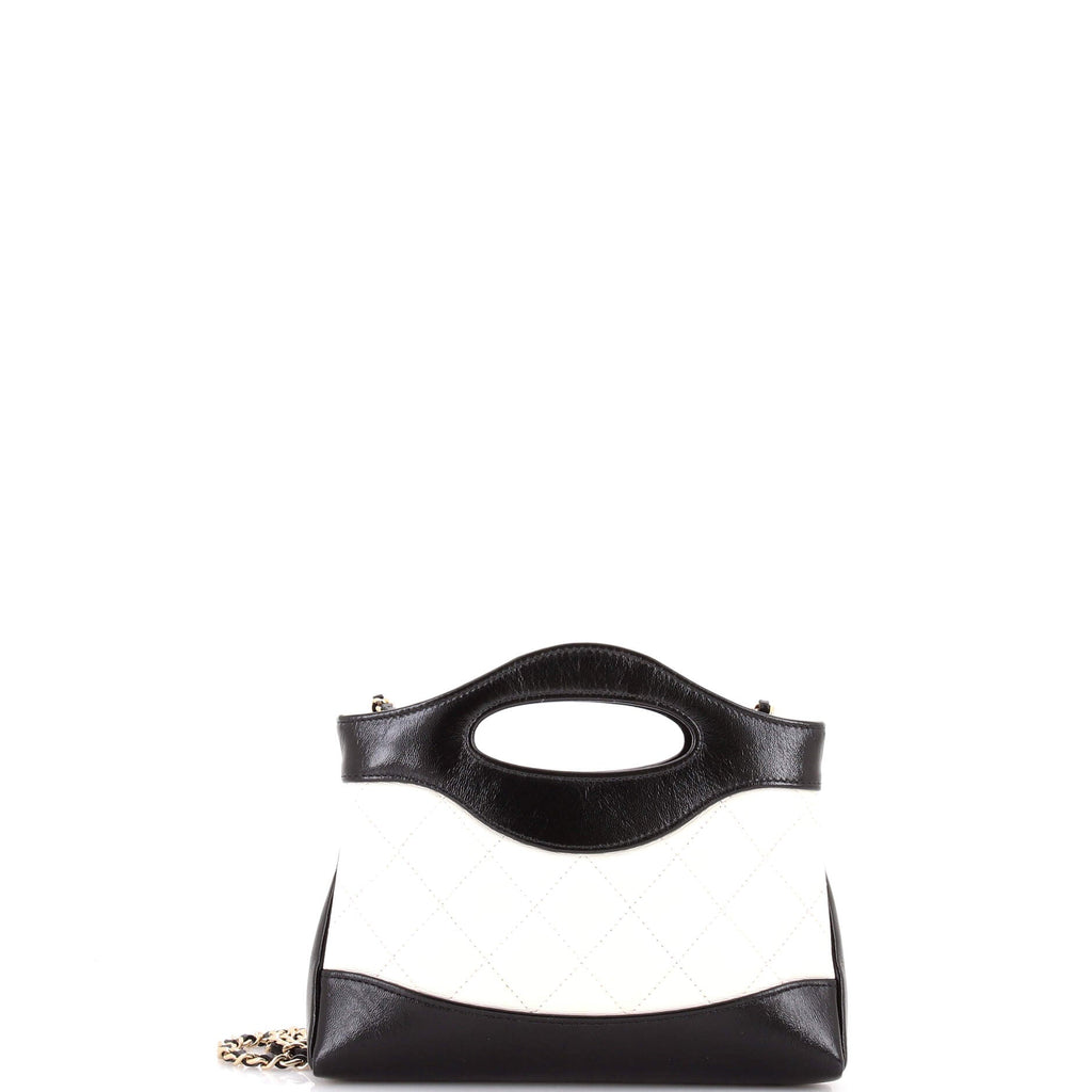 31 Shopping Bag Clutch with Chain Quilted Shiny Crumpled Calfskin Small