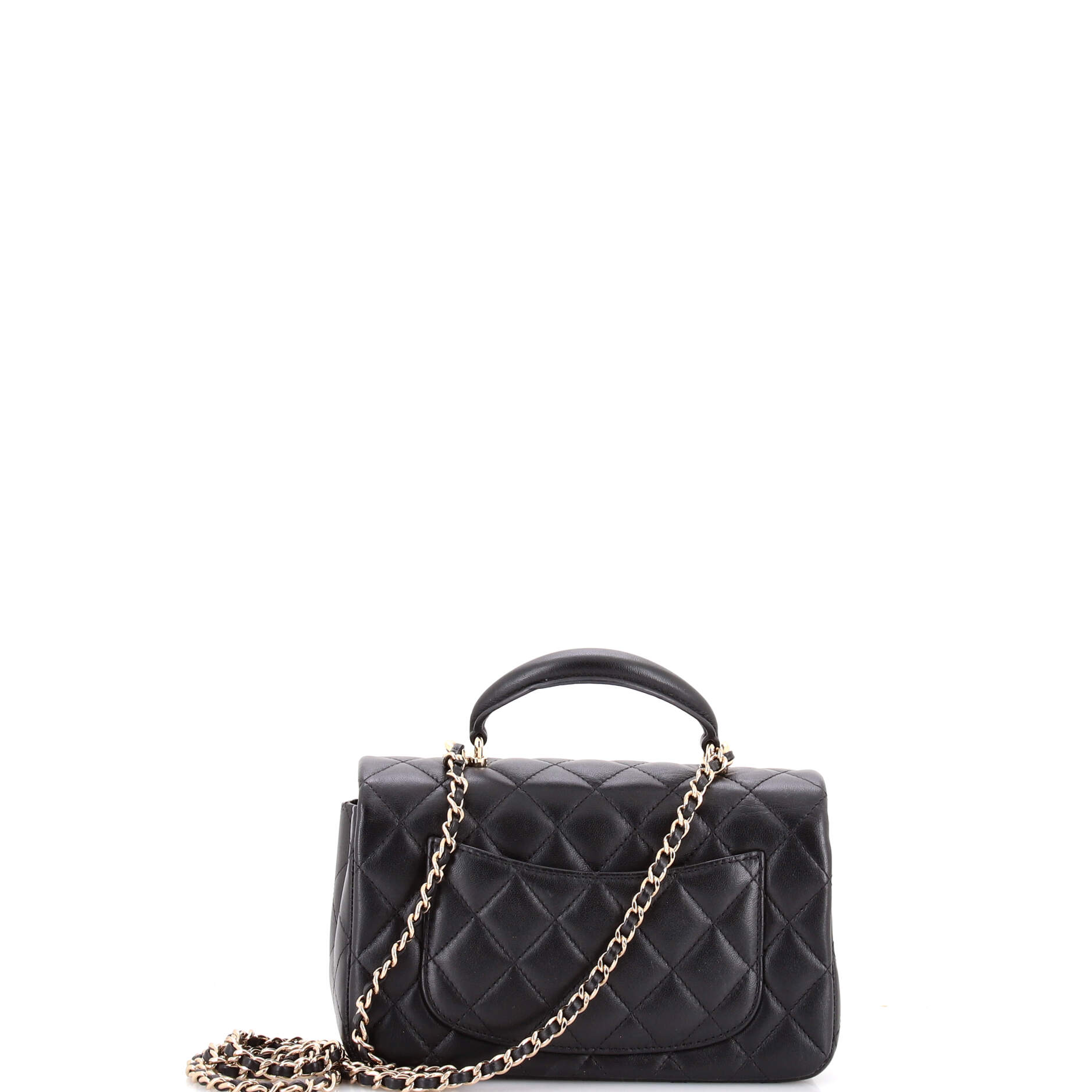 Classic Single Flap Top Handle Bag Quilted Lambskin Mini