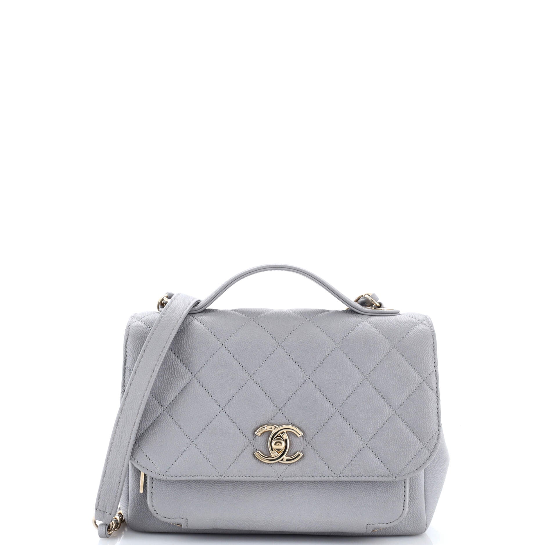 Business Affinity Flap Bag Quilted Caviar Small
