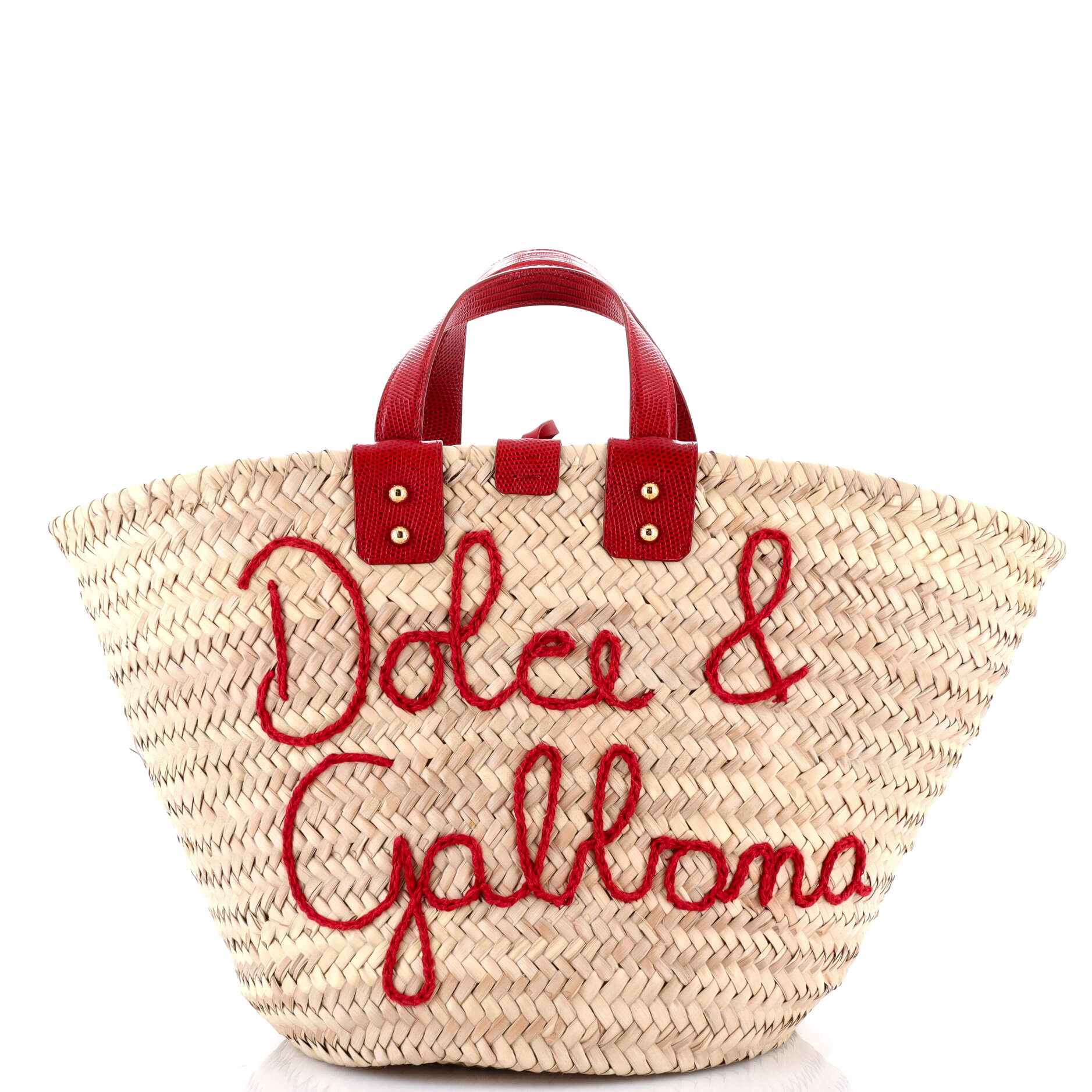 Kendra Logo Basket Bag Embroidered Straw