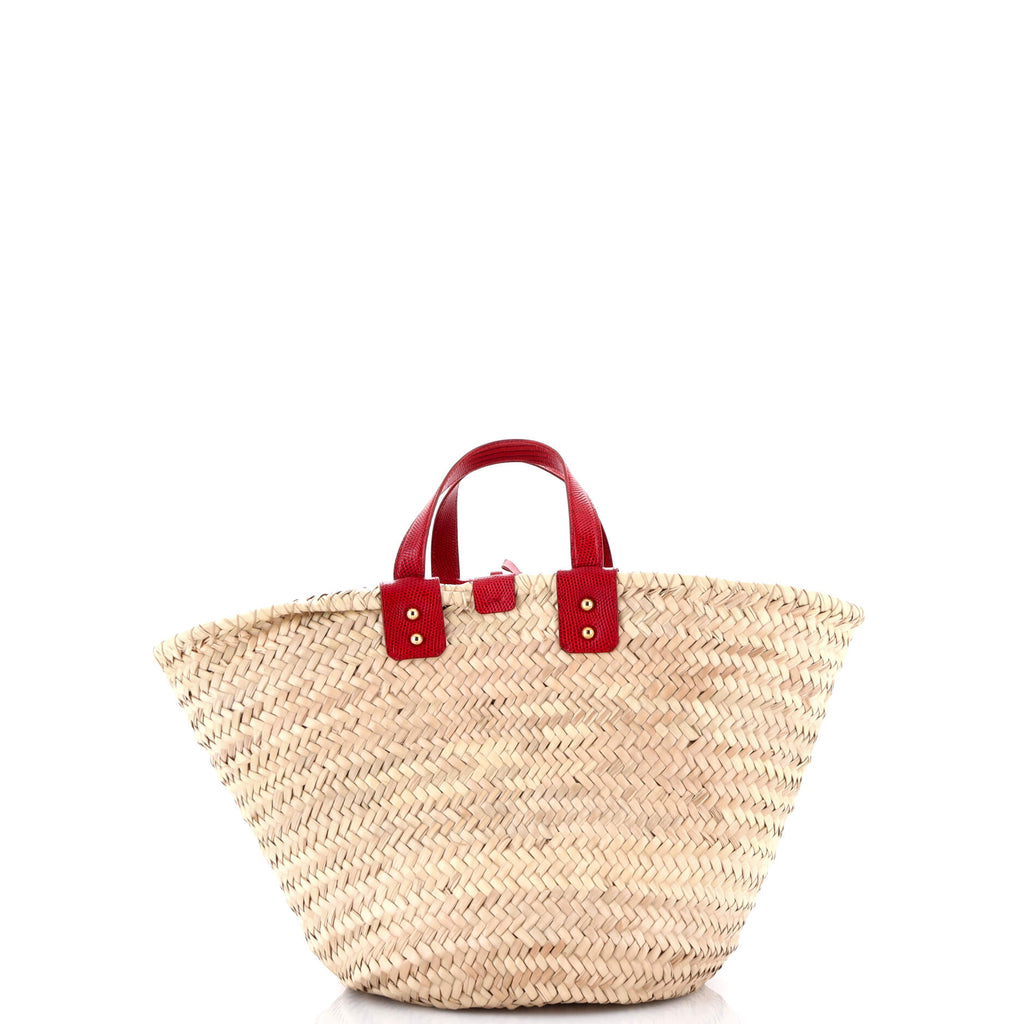 Kendra Logo Basket Bag Embroidered Straw