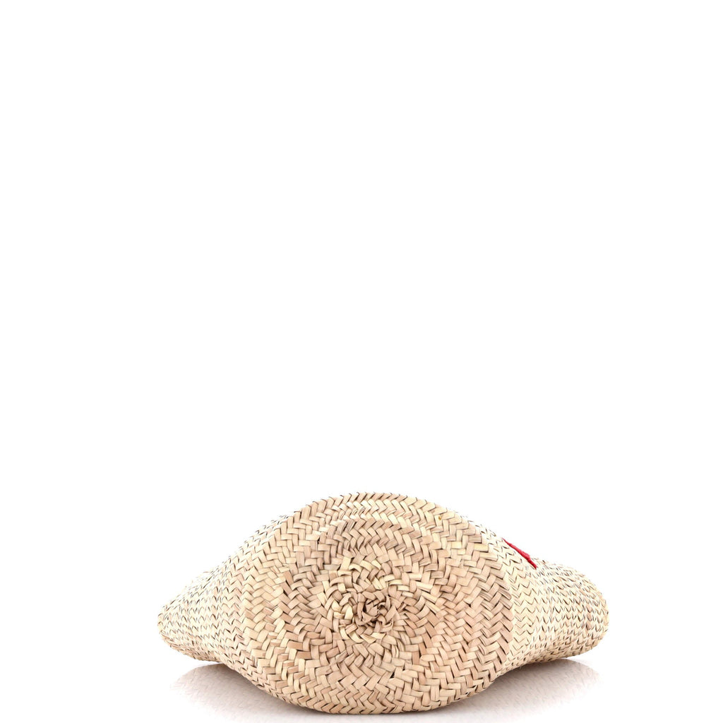 Kendra Logo Basket Bag Embroidered Straw