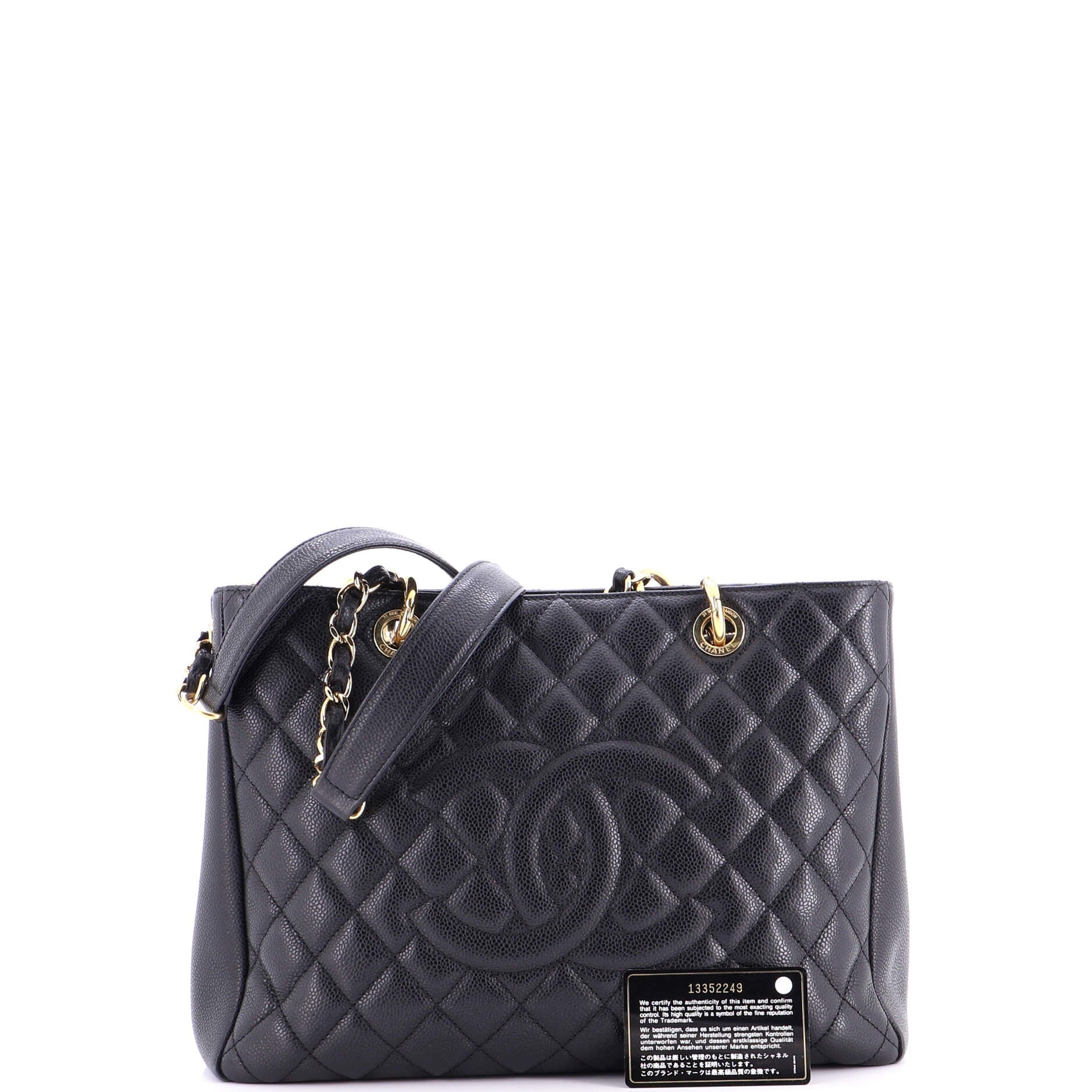 Grand Shopping Tote Quilted Caviar