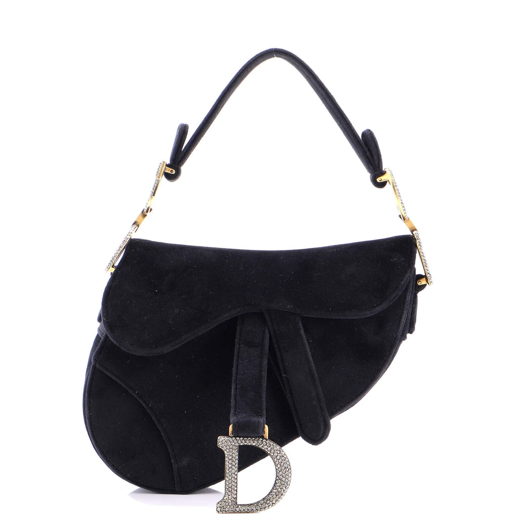 Saddle Handbag Velvet with Crystals Mini