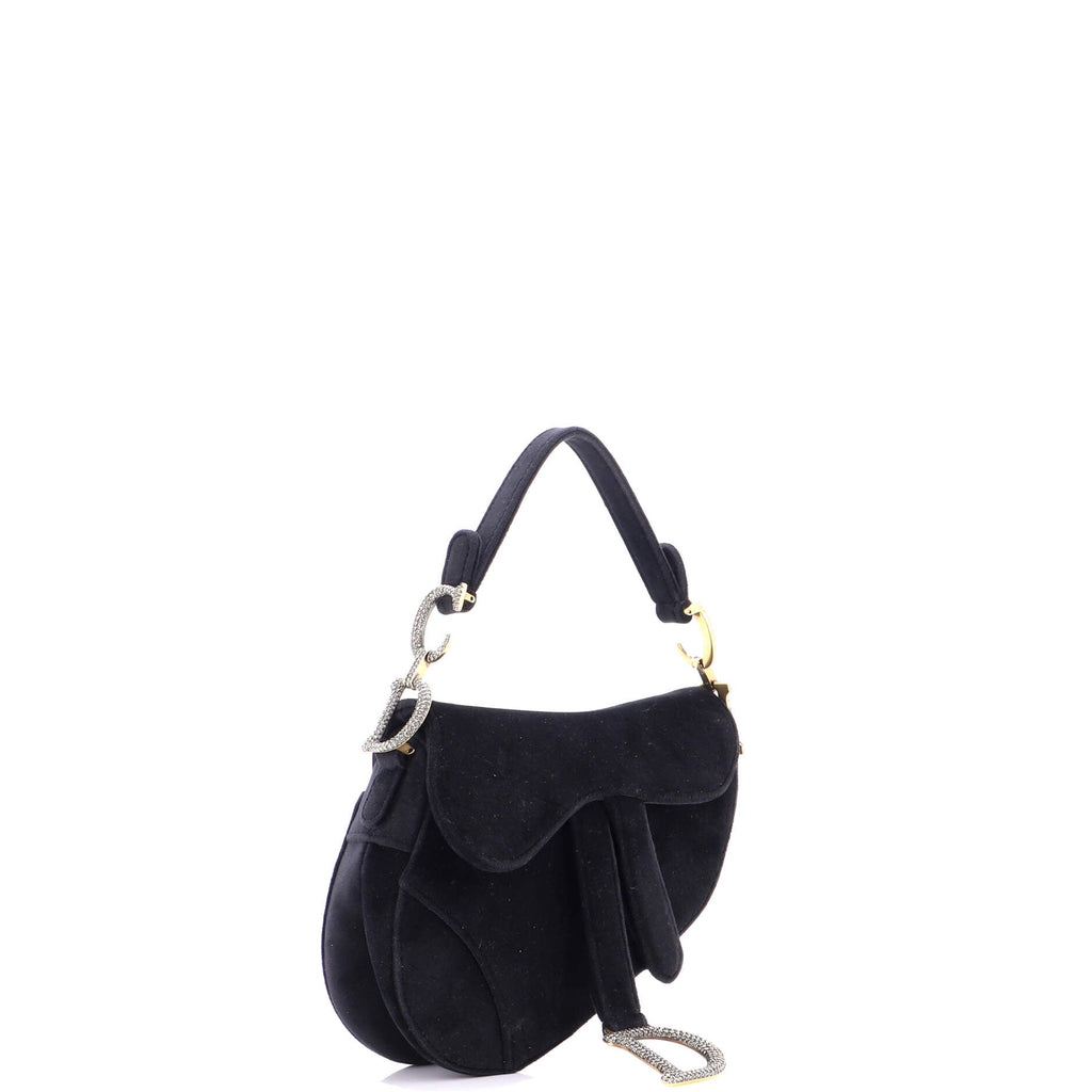 Saddle Handbag Velvet with Crystals Mini