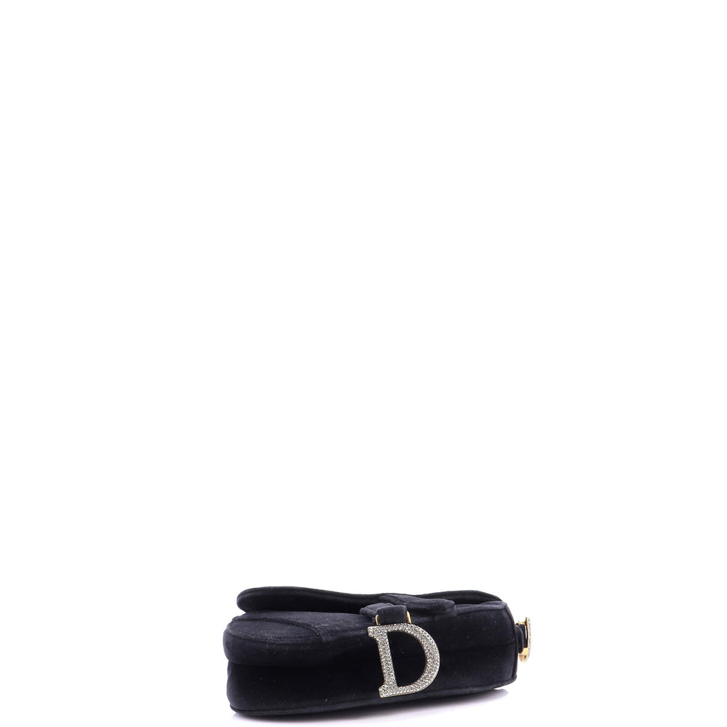 Saddle Handbag Velvet with Crystals Mini
