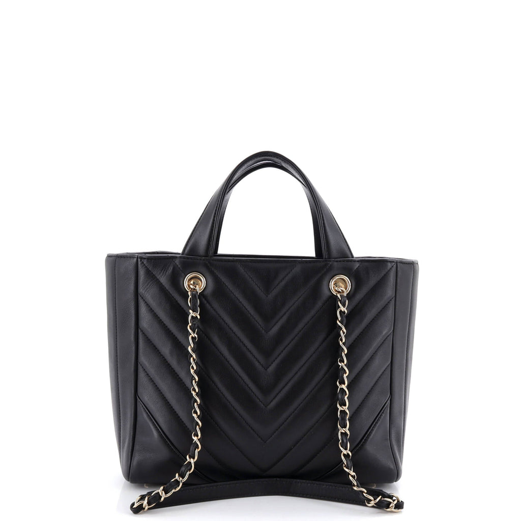 Statement Shopping Tote Chevron Calfskin Small