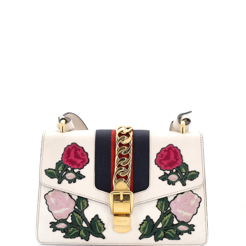 Sylvie Shoulder Bag Embroidered Leather Small