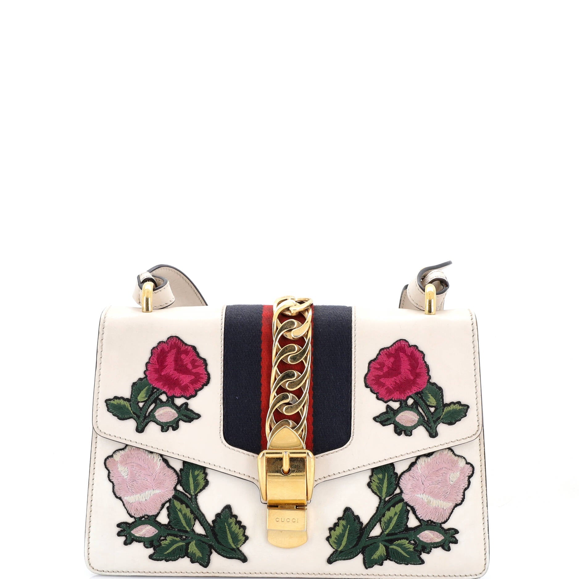 Sylvie Shoulder Bag Embroidered Leather Small