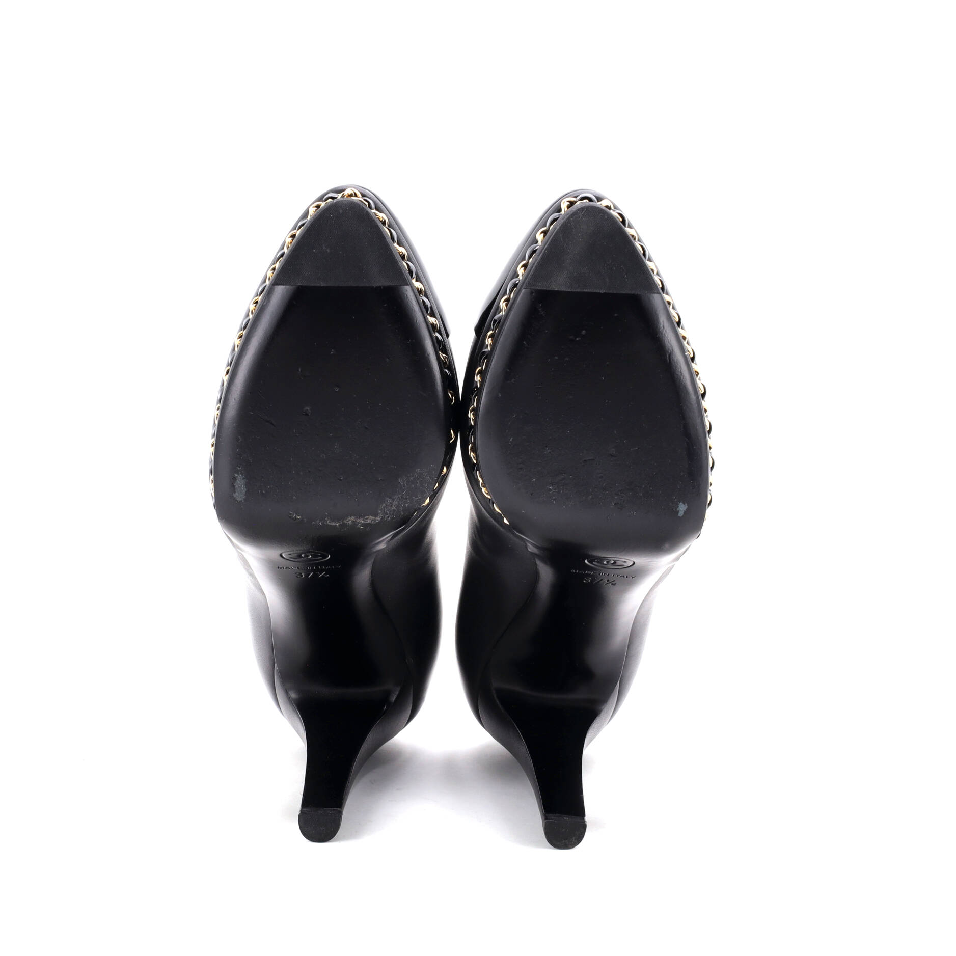 Women's CC Cap Toe Chain Around Pumps Leather